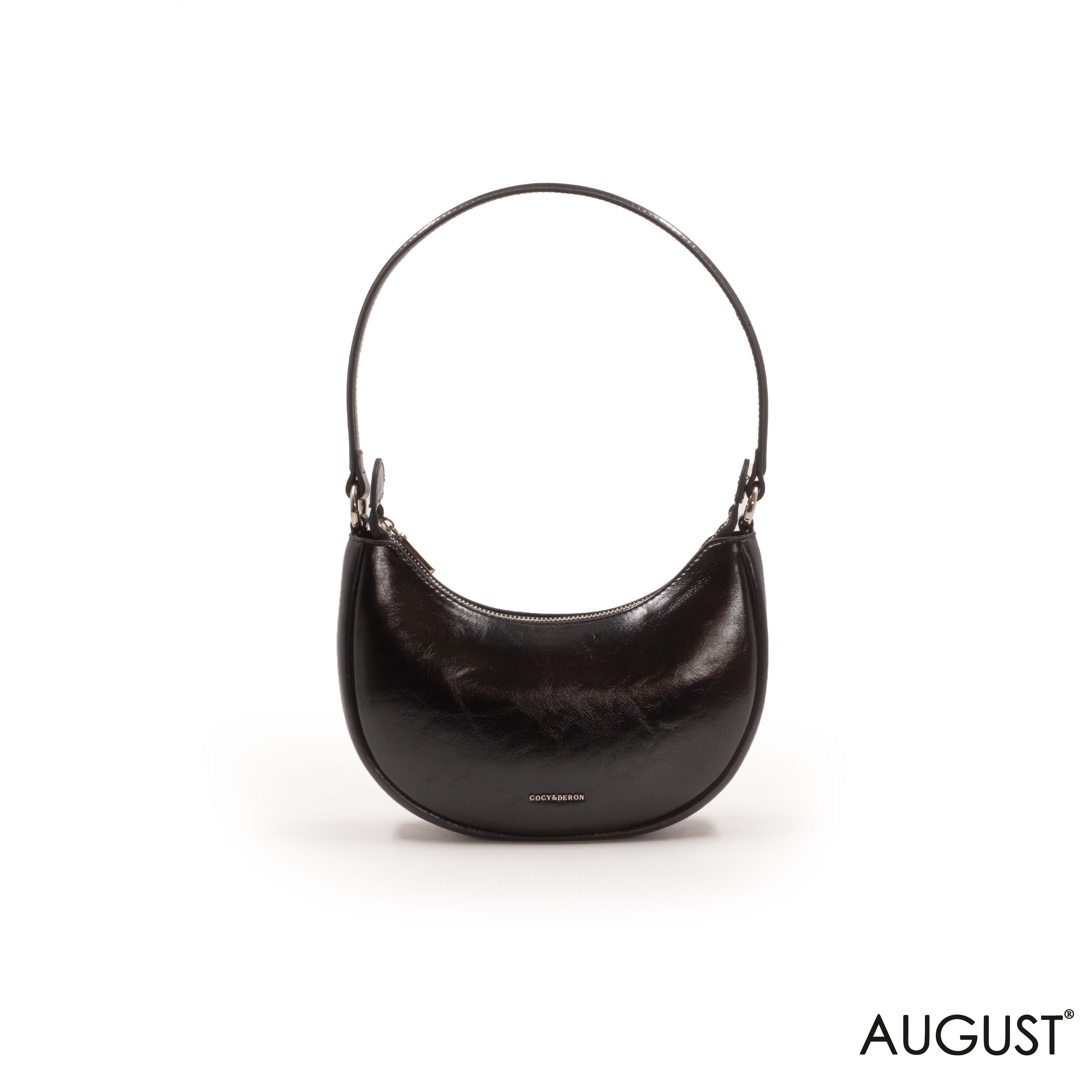 BLACK SHINY LEATHER HANDBAG -SMALL