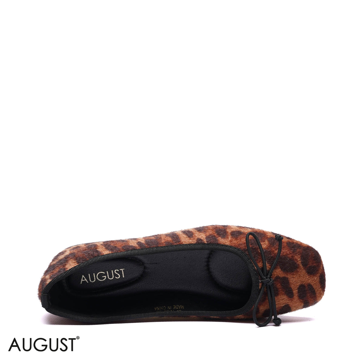 PRINT FAUX FUR BOW BALLET FLATS