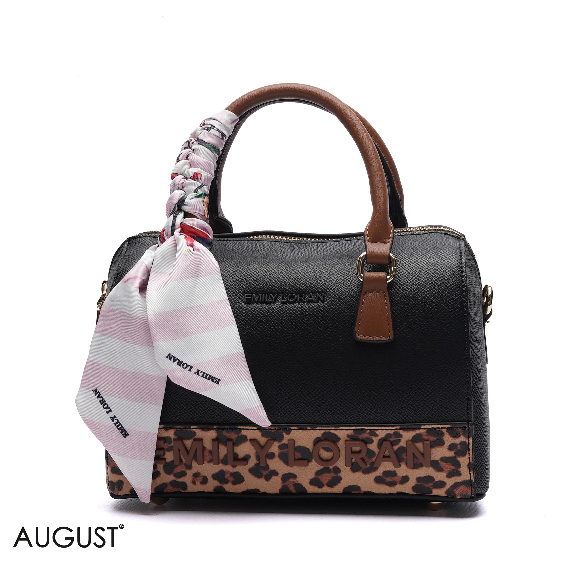 EMILY EMBOSSED LOGO BARREL BAG