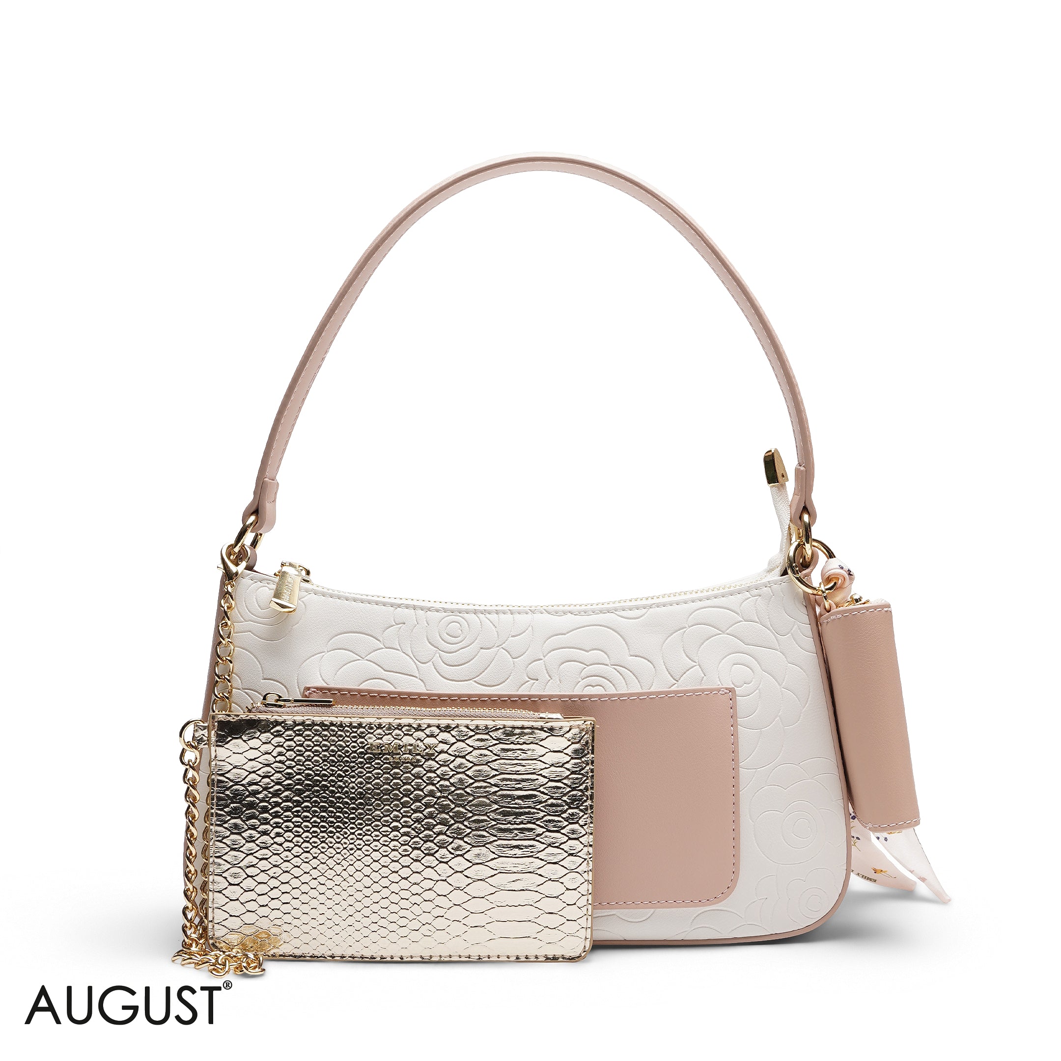 EMBOSSED MULTI-POUCH SHOULDER BAG SET