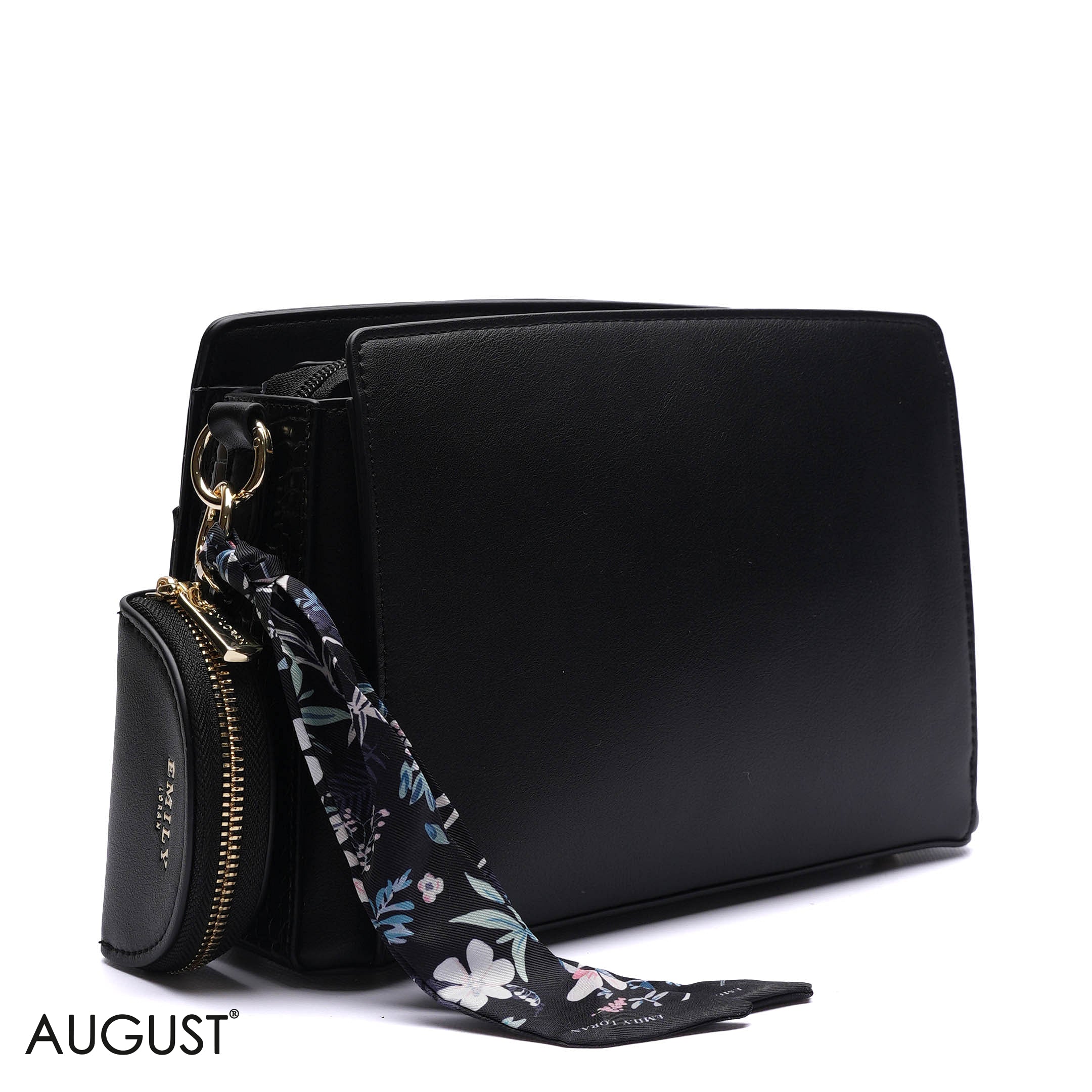 EMBOSSED FLORAL CROSSBODY BAG WITH POUCH