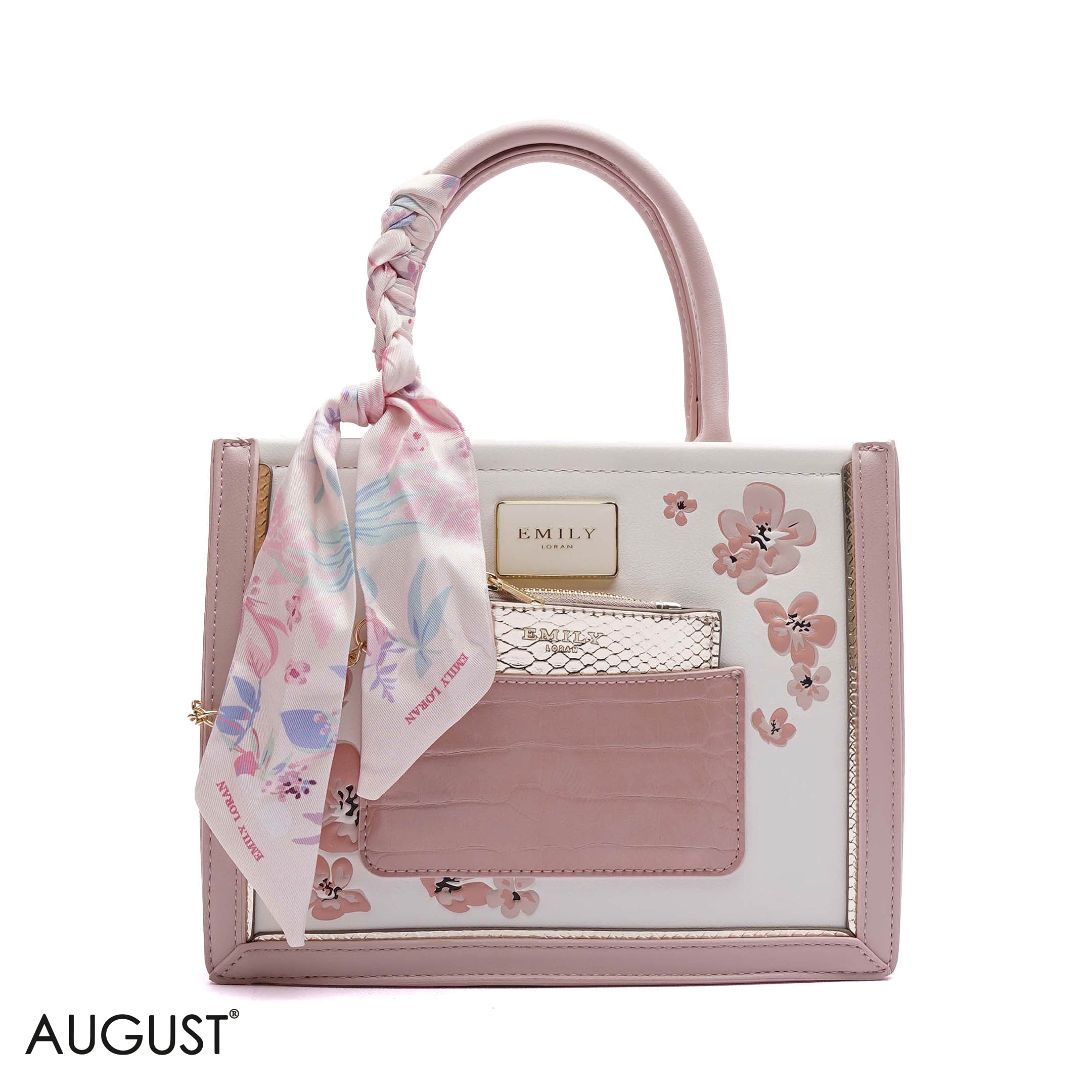FLORAL EMBROIDERED HANDBAG WITH POUCH - SMALL