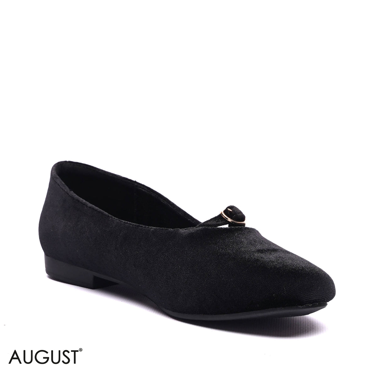 BUCKLED VELVET BALLET FLATS