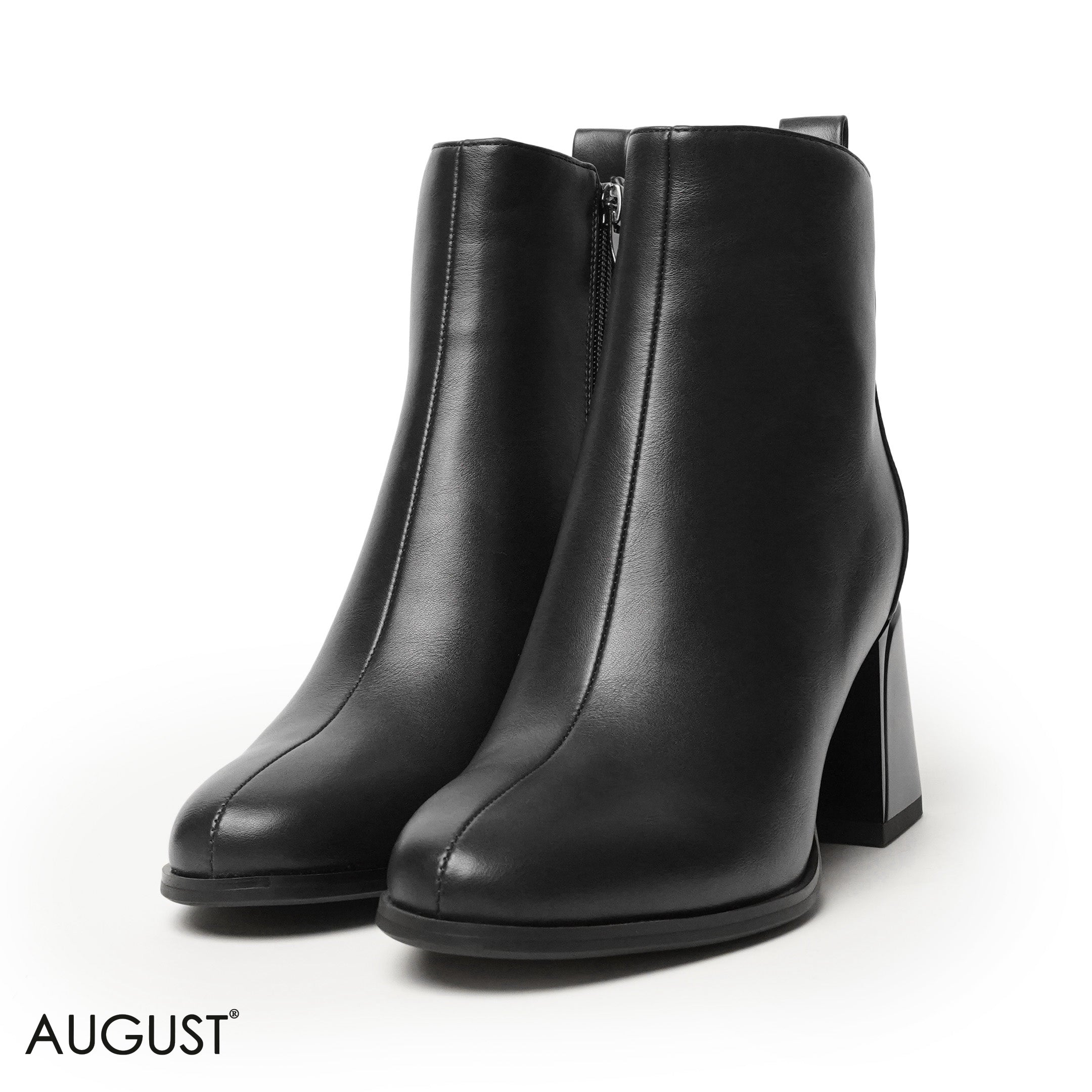SMOOTH LEATHER HEELED BOOTS WITH SIDE ZIPPER