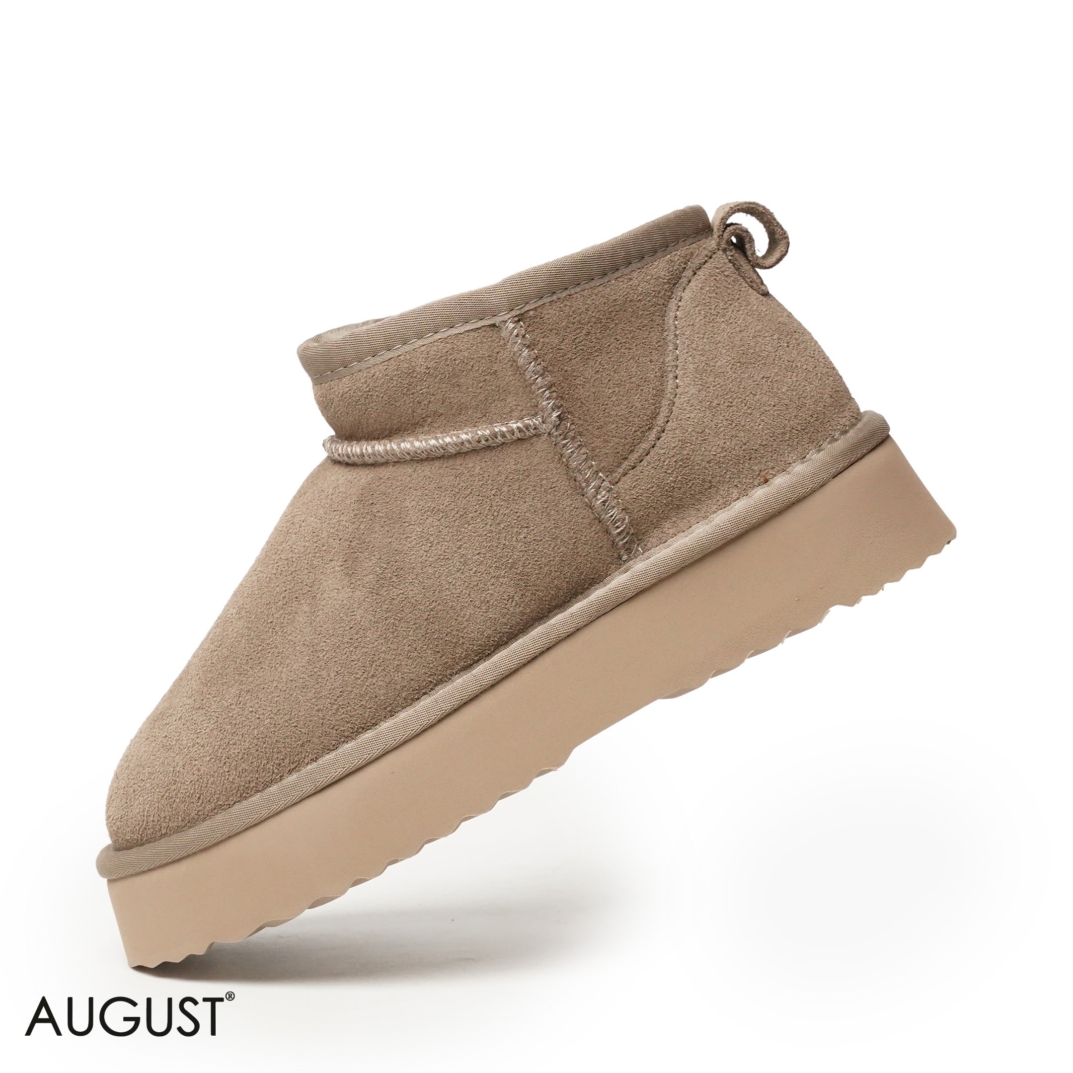 TAUPE SUEDE LEATHER ANKLE UGGS