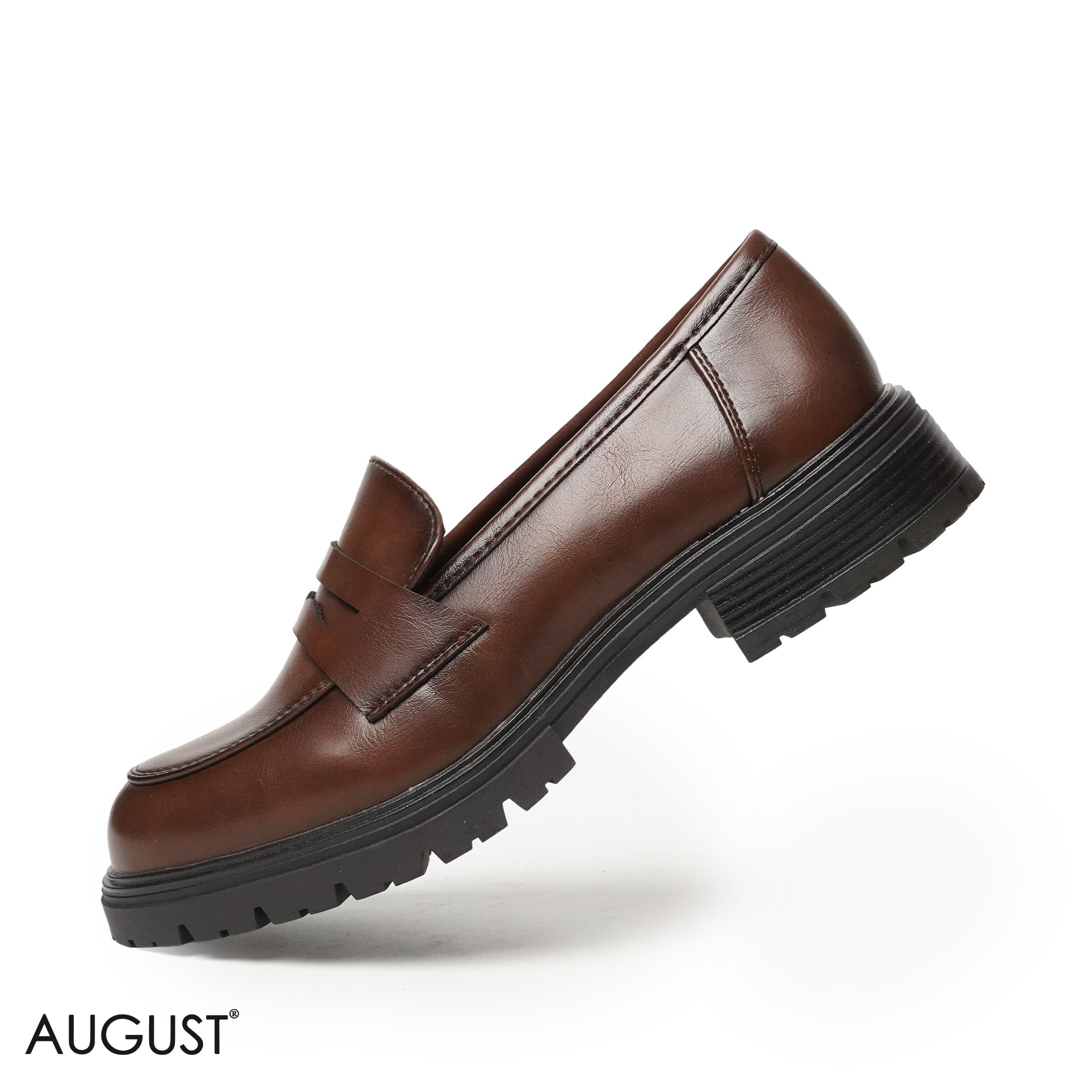 BROWN LEATHER LOAFERS WITH CHUNKY SOLE