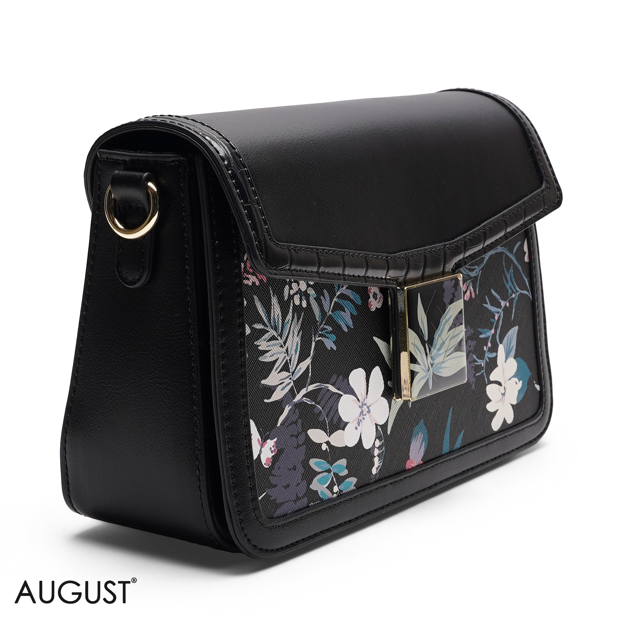 FLORAL FLAP CROSSBODY BAG