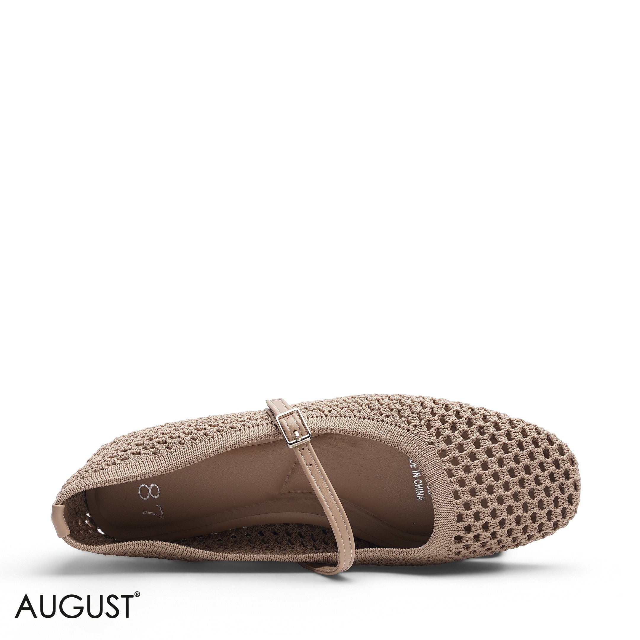 BEIGE KNIT OPEN WEAVE MARY JANE FLATS