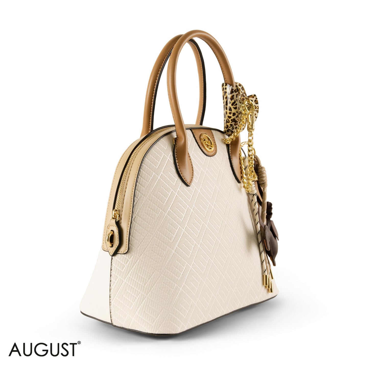 EMILY LORAN EMBOSSED LEATHER HANDBAG WITH ACCESSORIES - LARGE