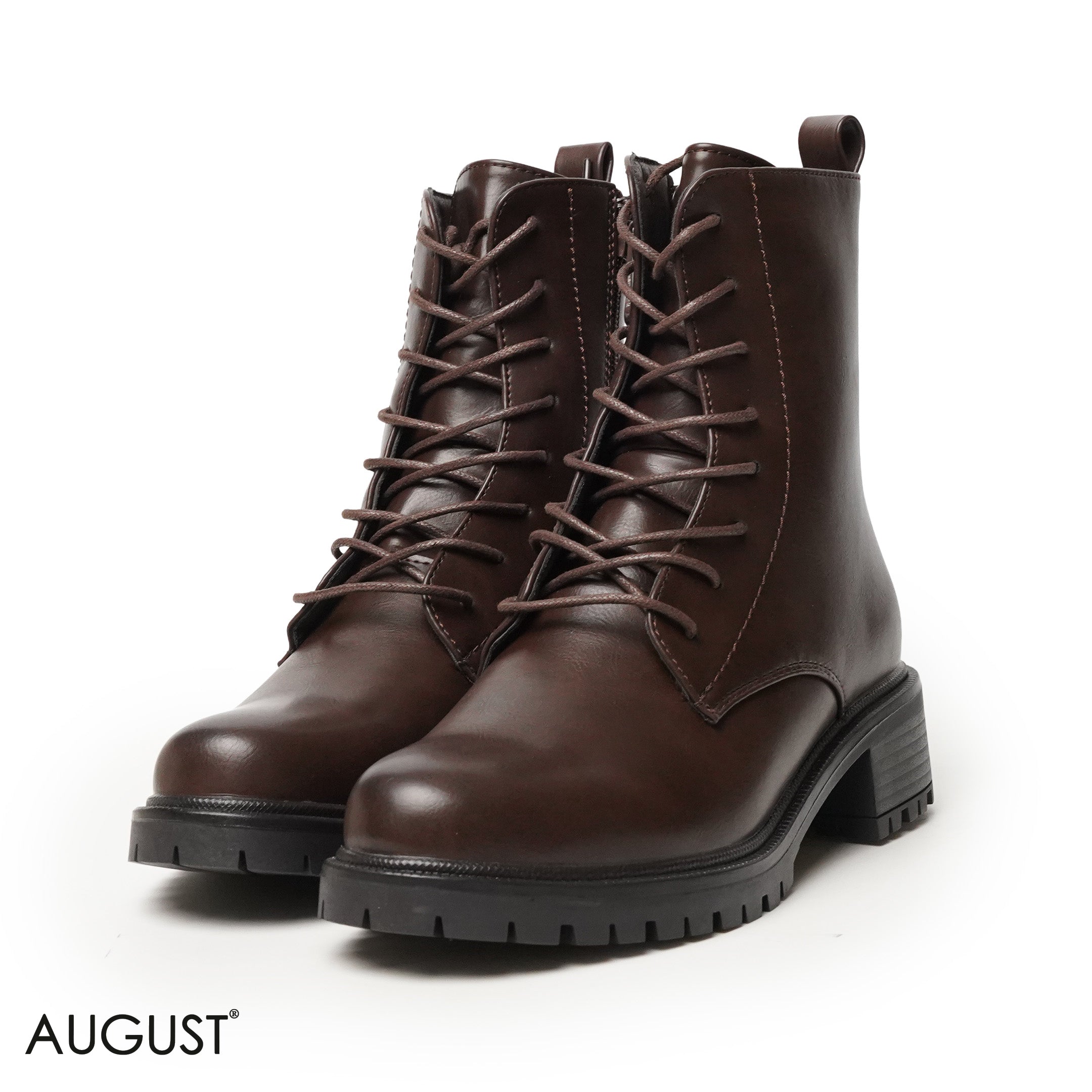 BROWN LEATHER ANKLE BOOTS WITH BOND