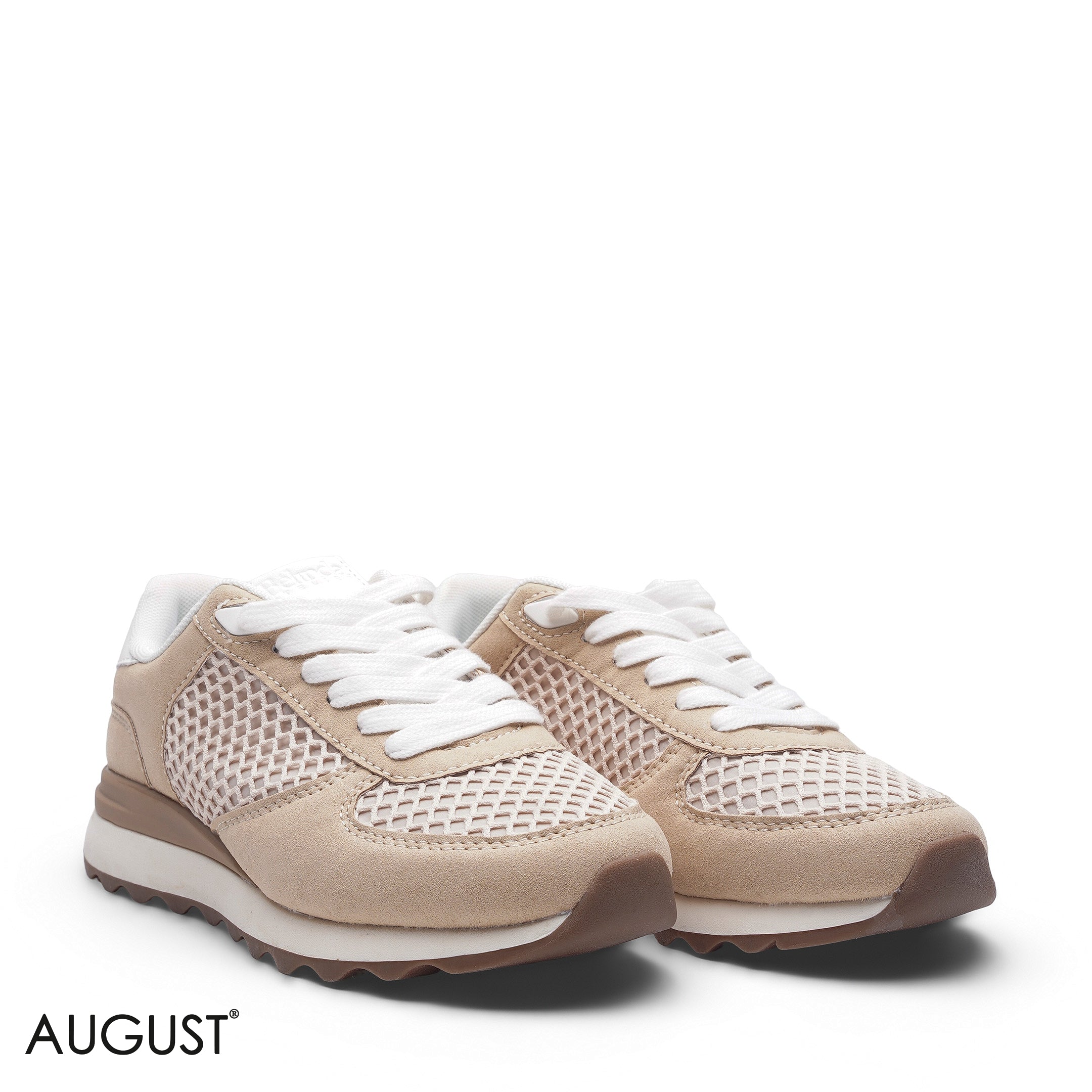 ELEGANT SAND BEIGE SUEDE MESH SNEAKER
