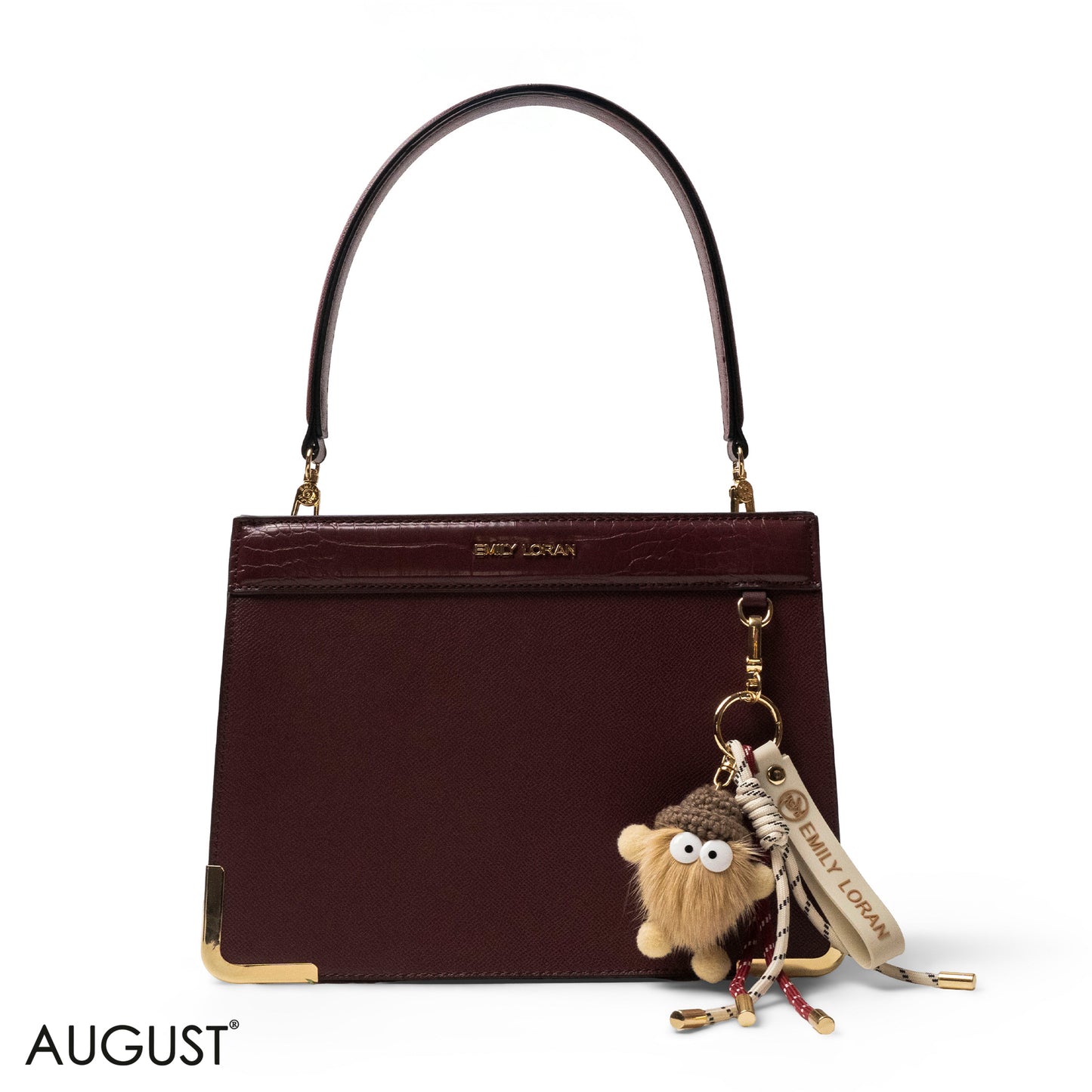 MATTE SMOOTH LEATHER HANDBAG WITH ACCESSORIES -MED