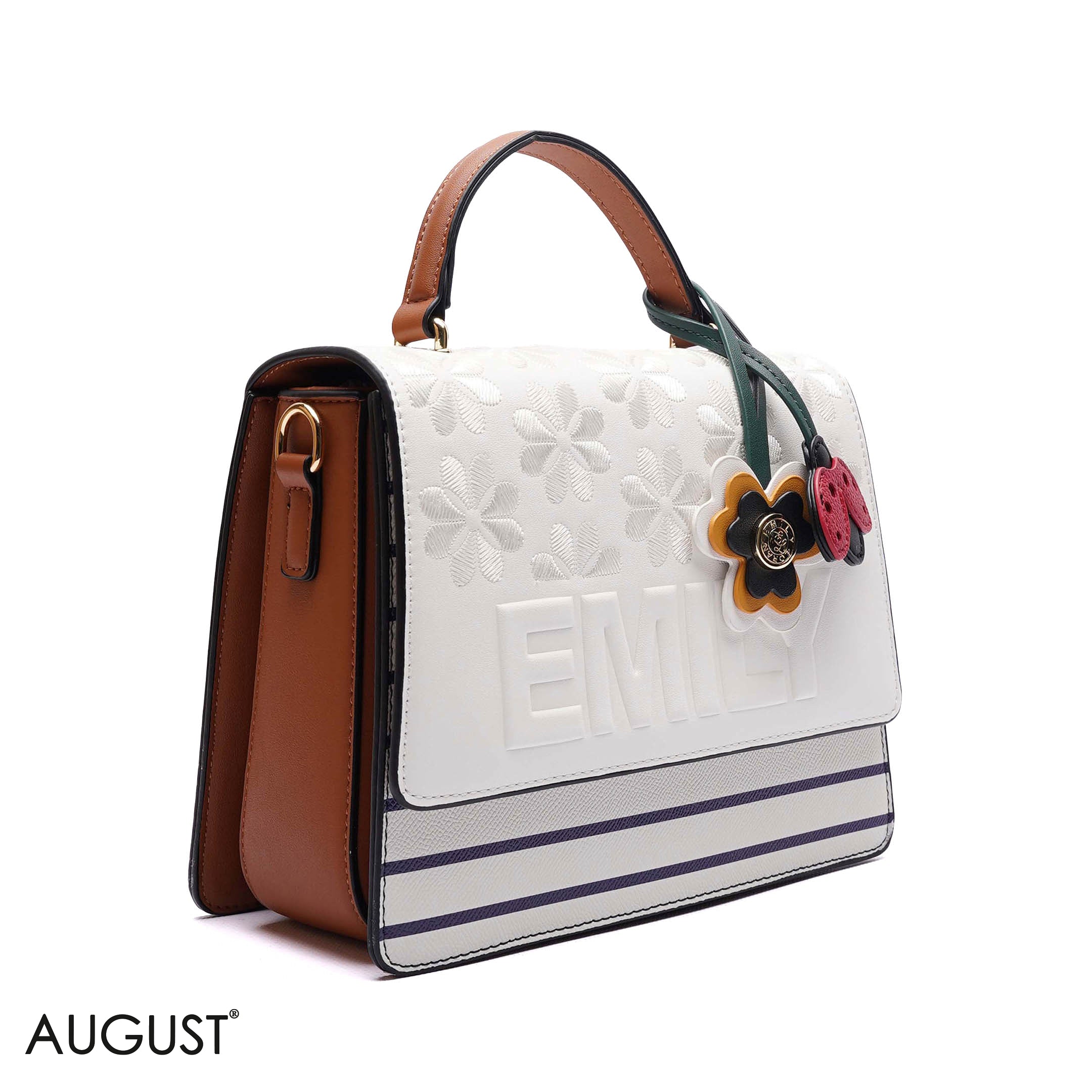EMBOSSED FLORAL TOP-HANDLE SATCHEL BAG