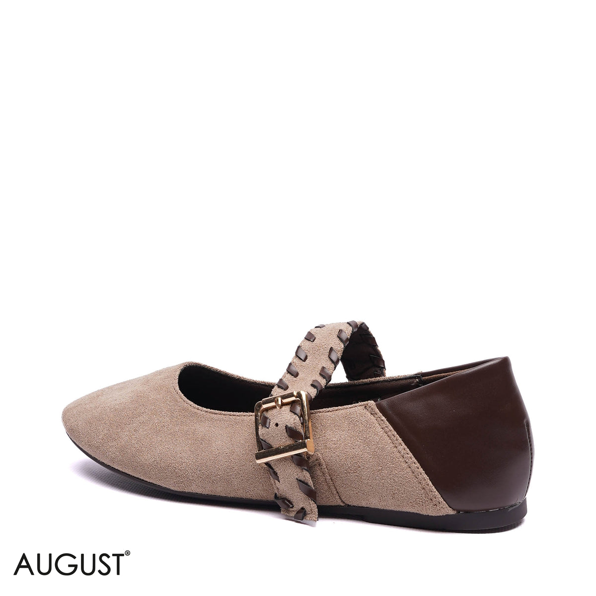WOVEN STRAP SUEDE MARY JANE BALLET FLATS