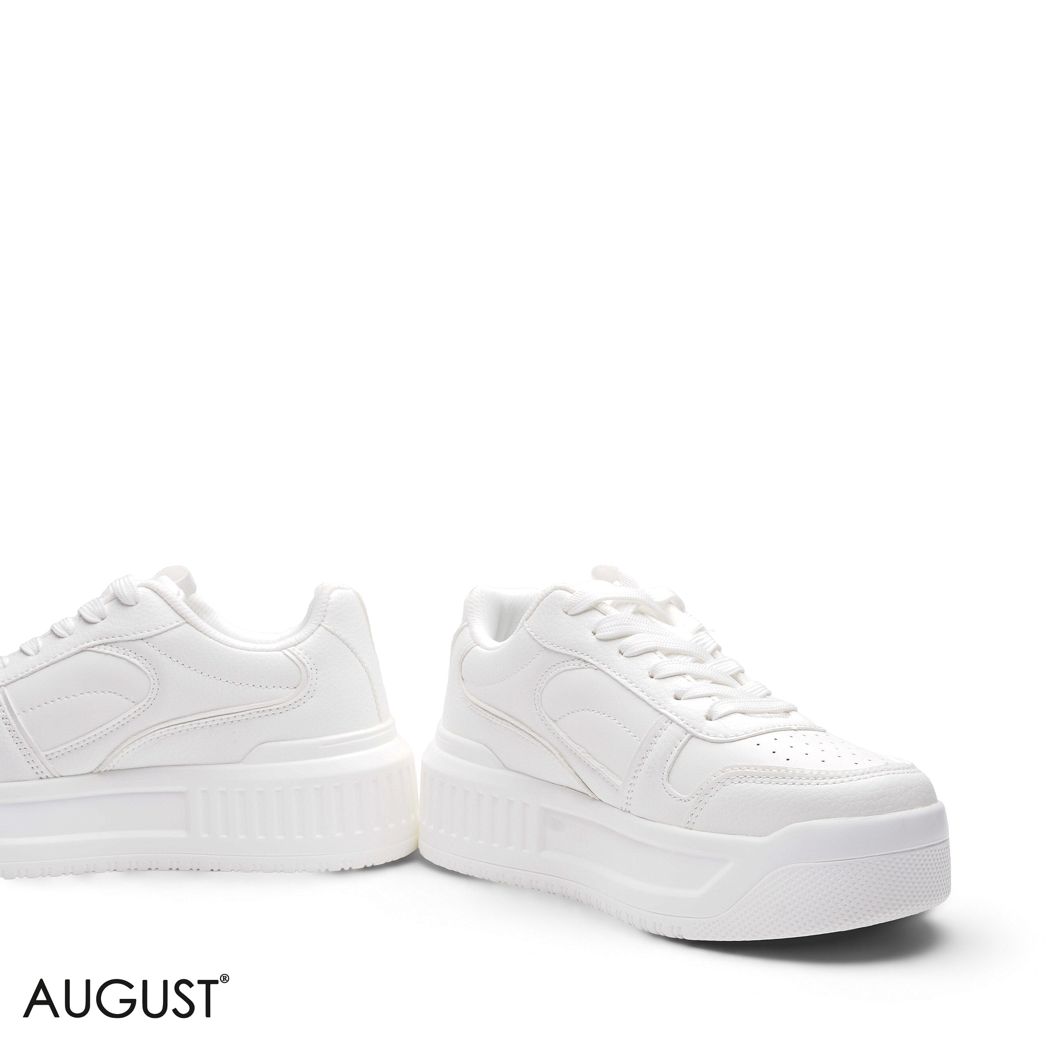 ELEGANT ALL-WHITE TEXTURED CHUNKY PLATFORM SNEAKER