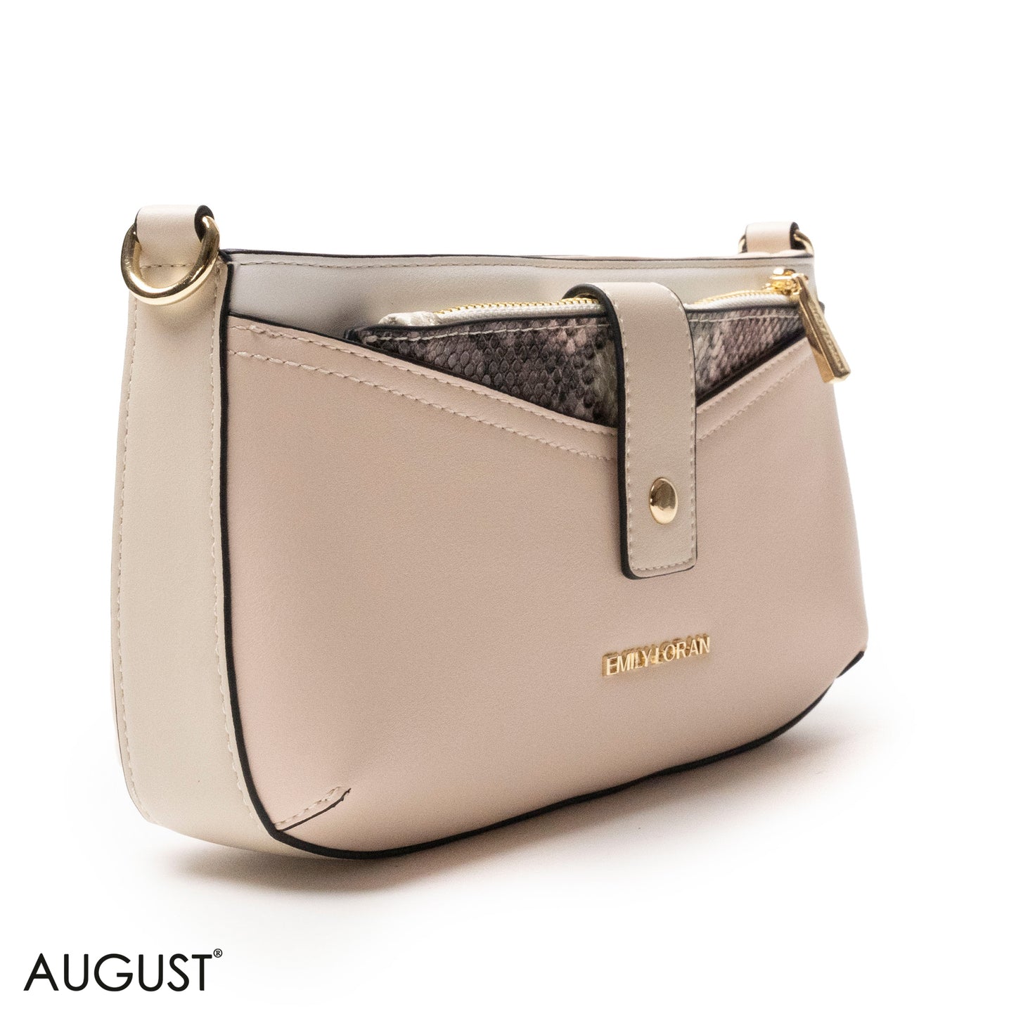 LEATHER CROSSBODY WITH SNAKESKIN PRINT- SMALL