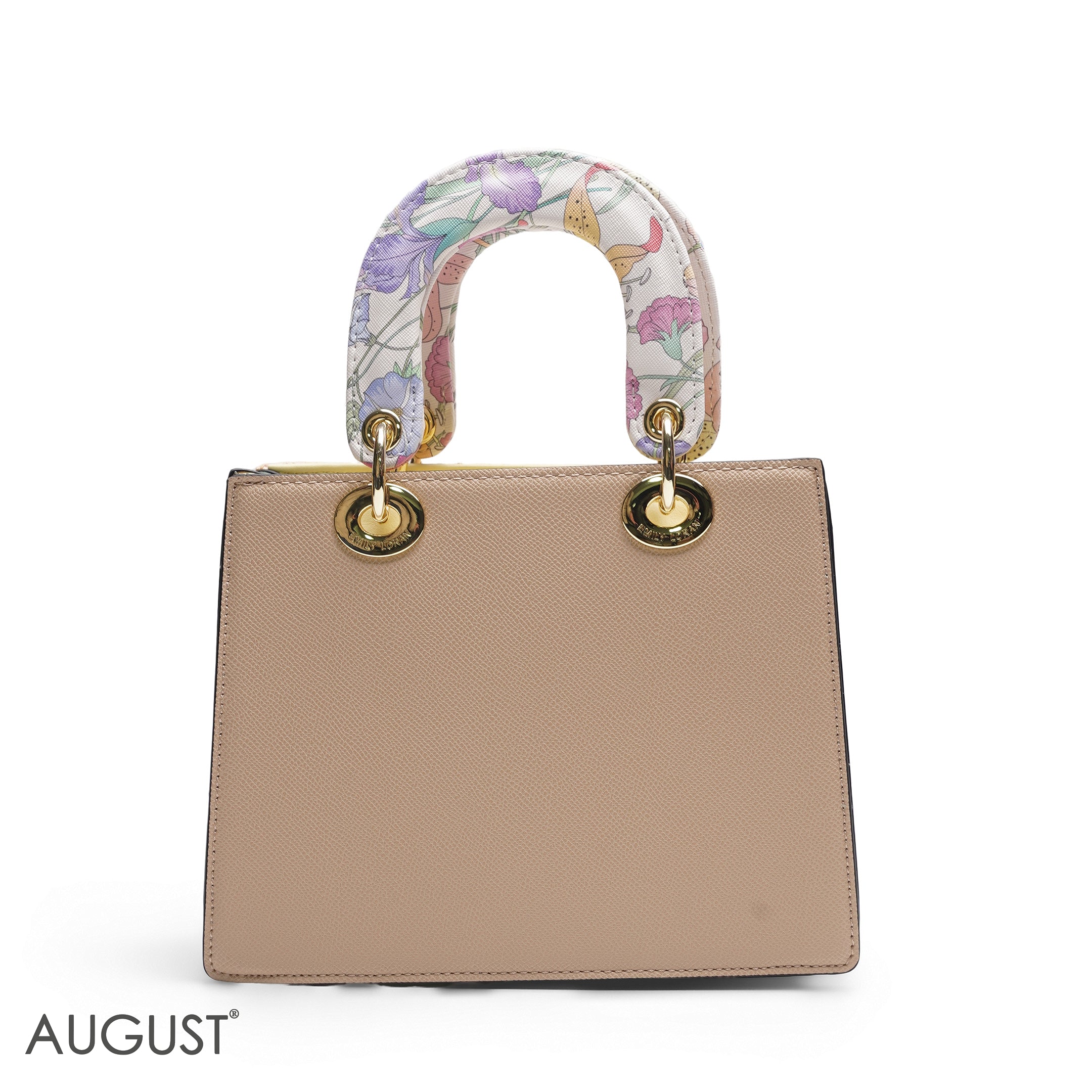 STRAW TEXTURED LADY TOTE WITH PASTEL ACCENTS