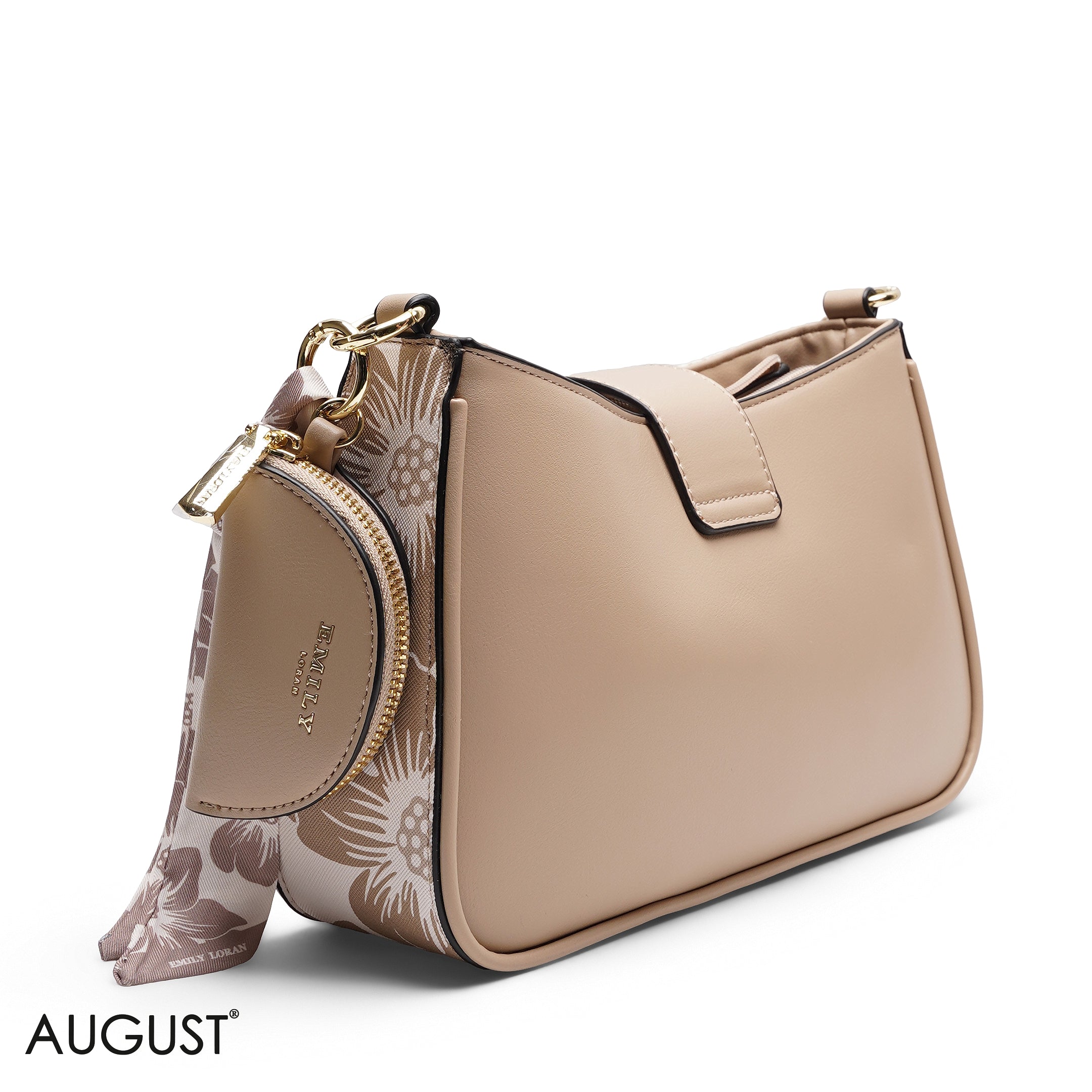 TEXTURED SHOULDER BAG WITH POUCH AND SCARF