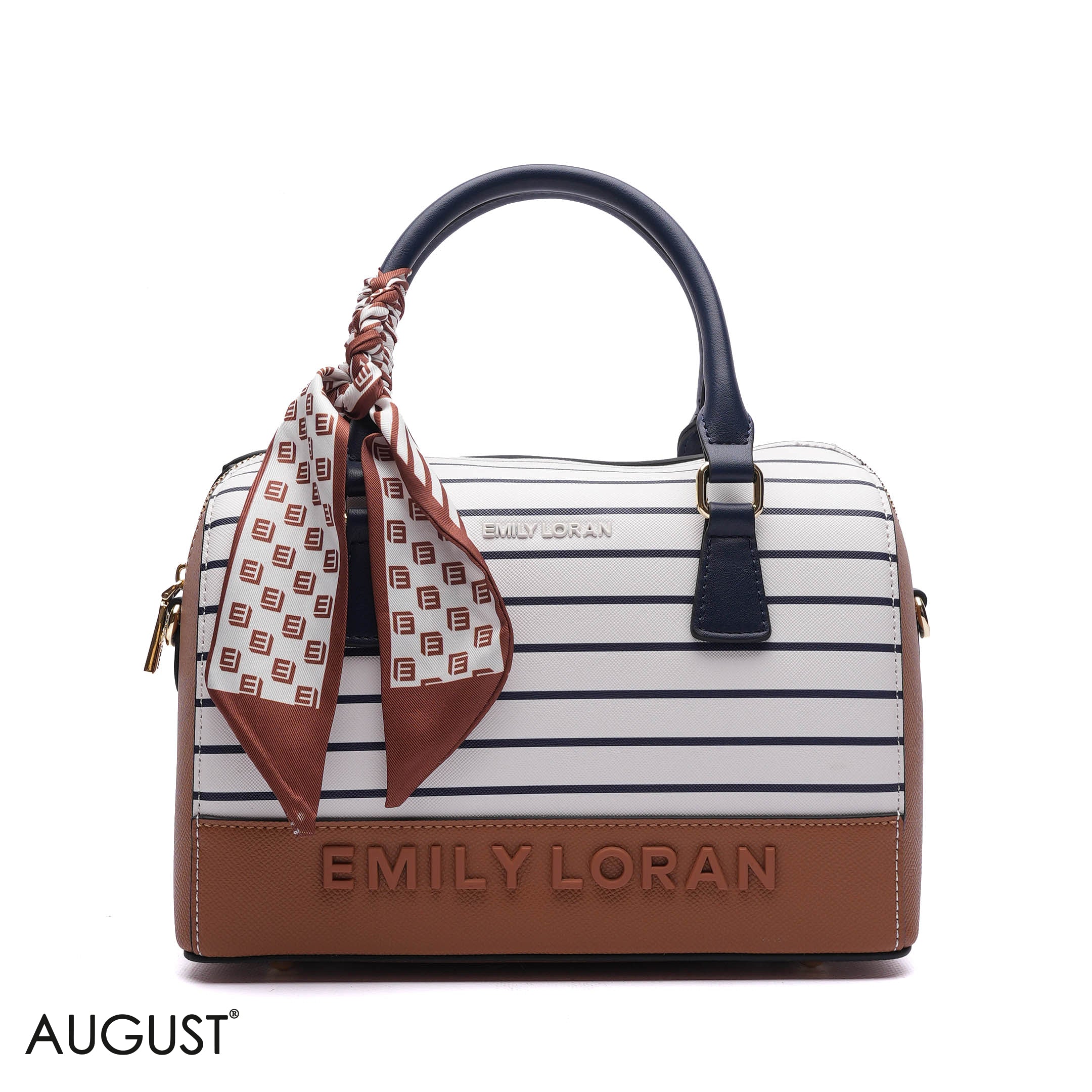 EMILY EMBOSSED LOGO BARREL BAG - MED