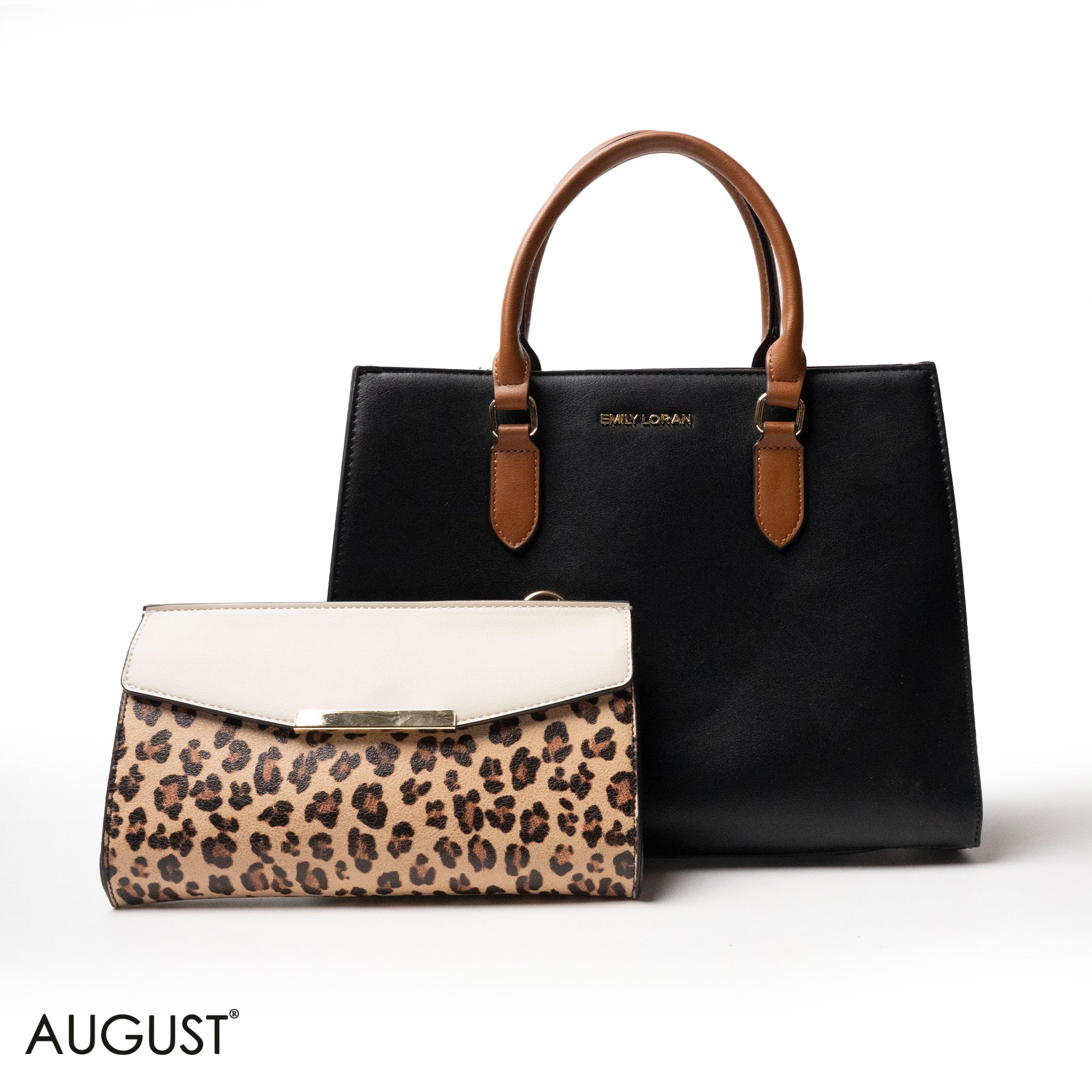 MIXED-COLOR LEATHER HANDBAG WITH WALLET - LARGE