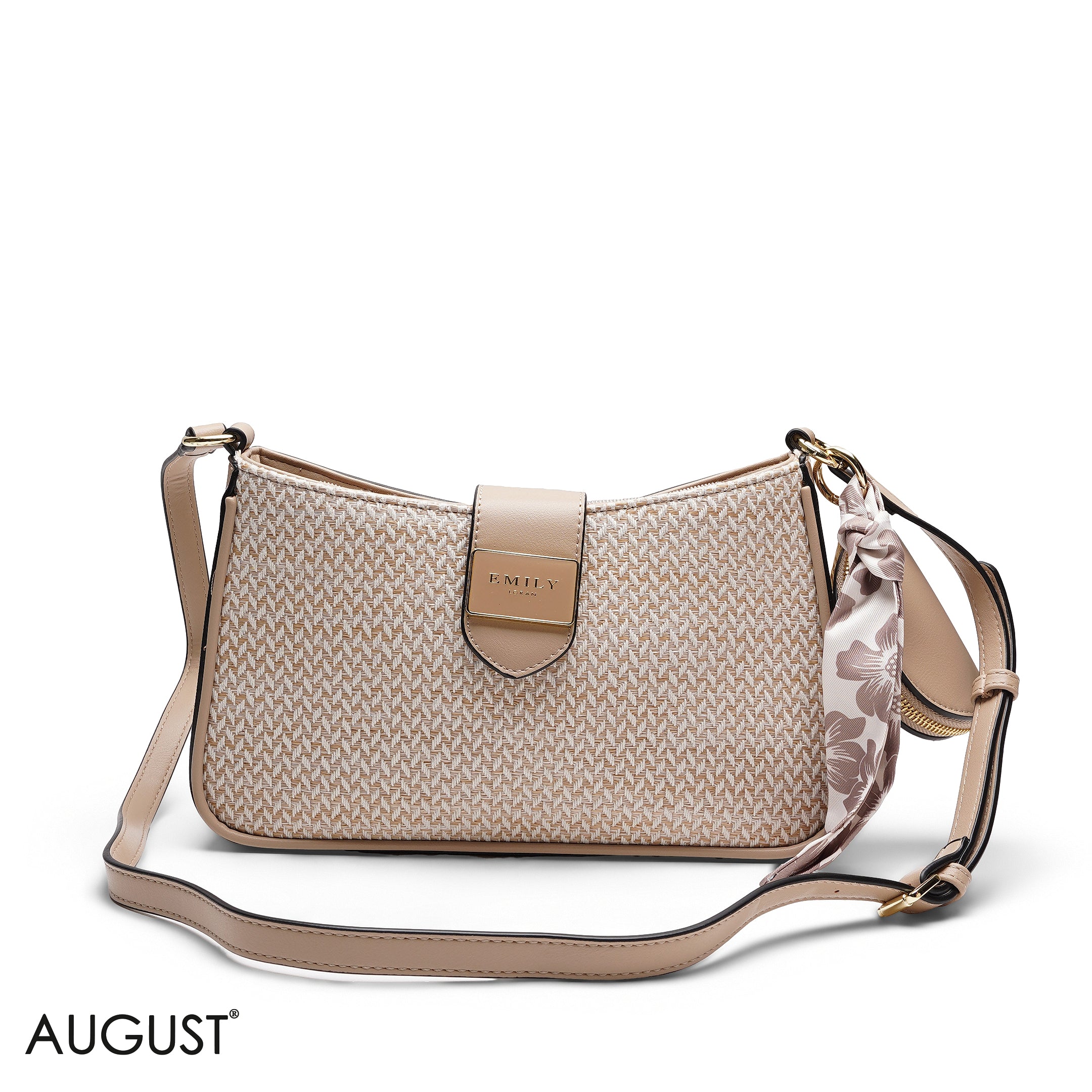 TEXTURED SHOULDER BAG WITH POUCH AND SCARF