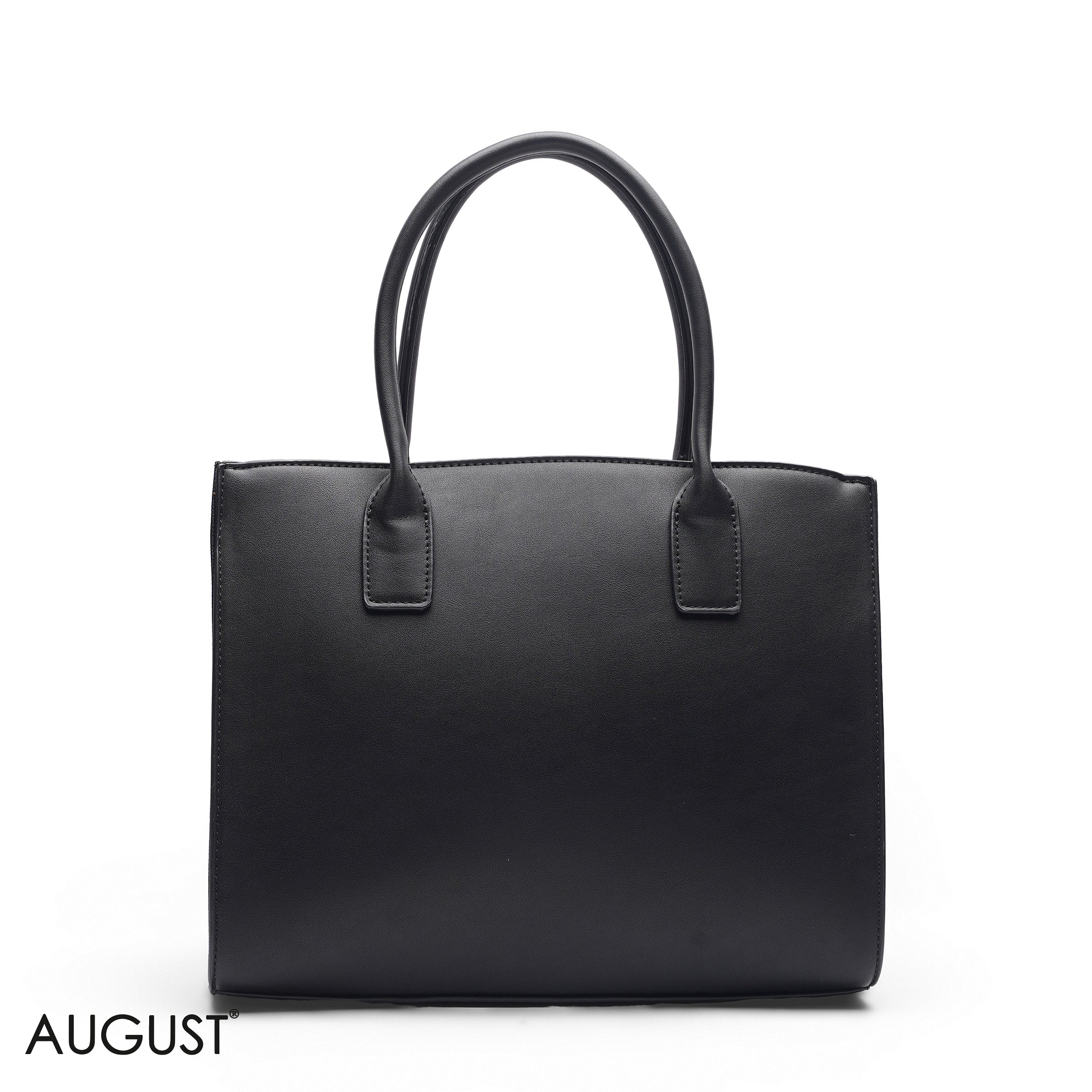 BLACK FLORAL TOTE WITH BLACK POUCH