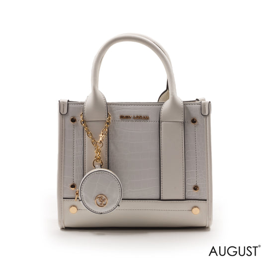 LEATHER HANDBAG WITH SMOOTH CROC DETAILS -SMALL