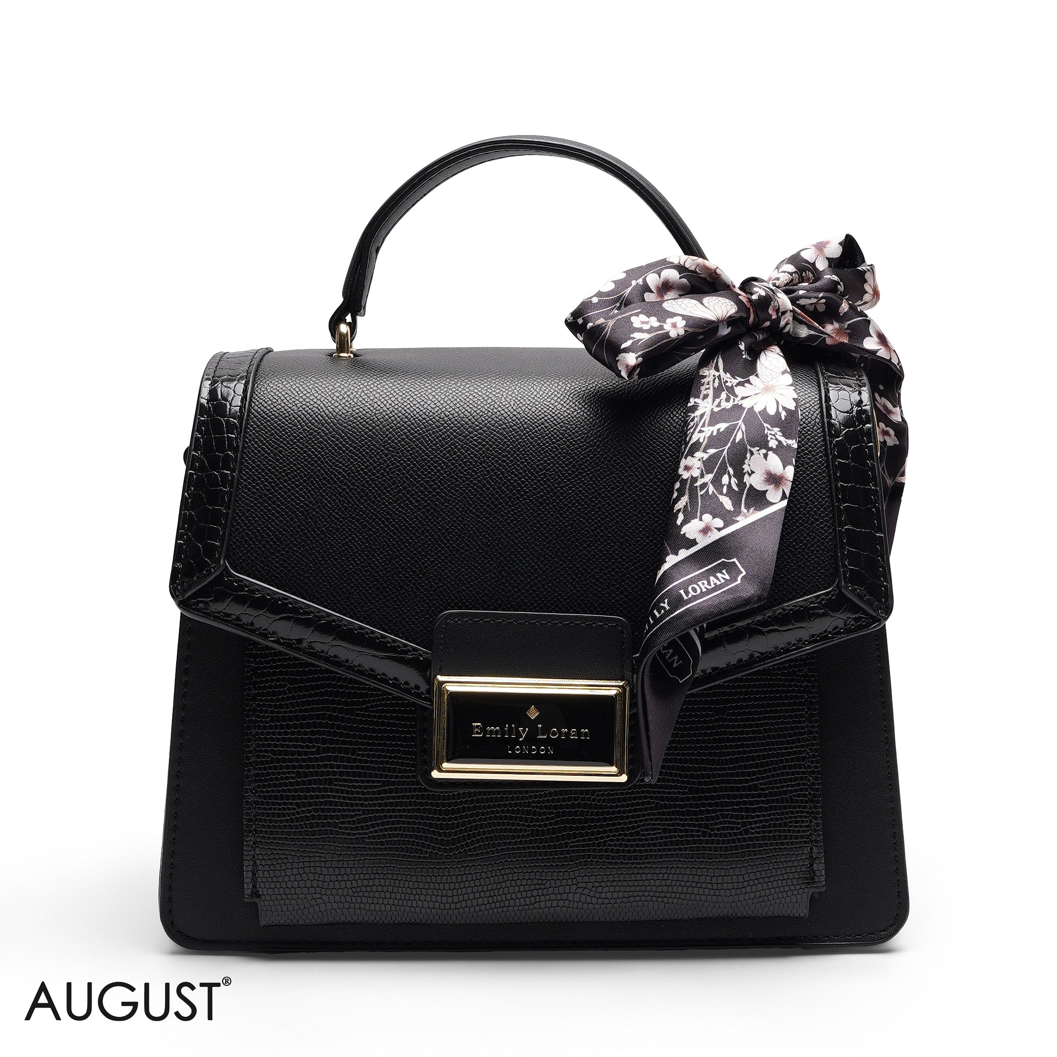 STRUCTURED TOP HANDLE BAG WITH SCARF