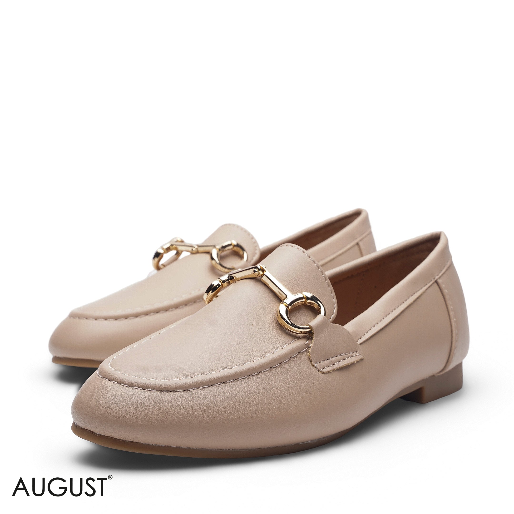 BEIGE PREMIUM CLASSIC LEATHER BUCKLE LOAFER