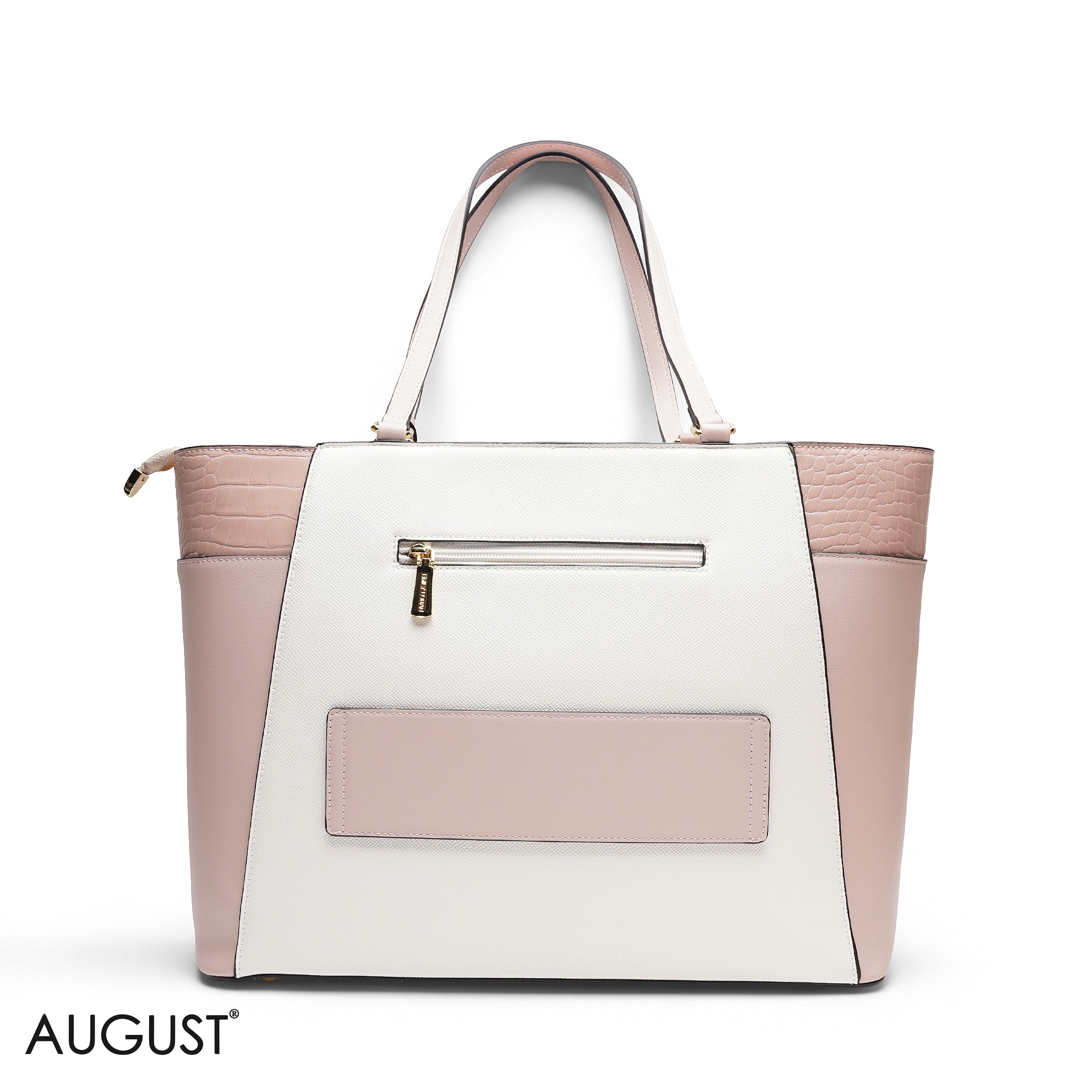 MIXED-TEXTURE PANELLED TOTE SET