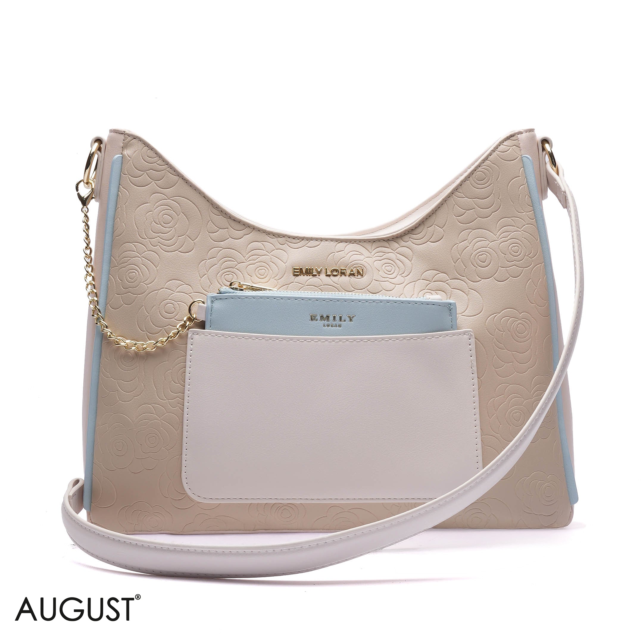 EMBOSSED ROSE SHOULDER BAG SET