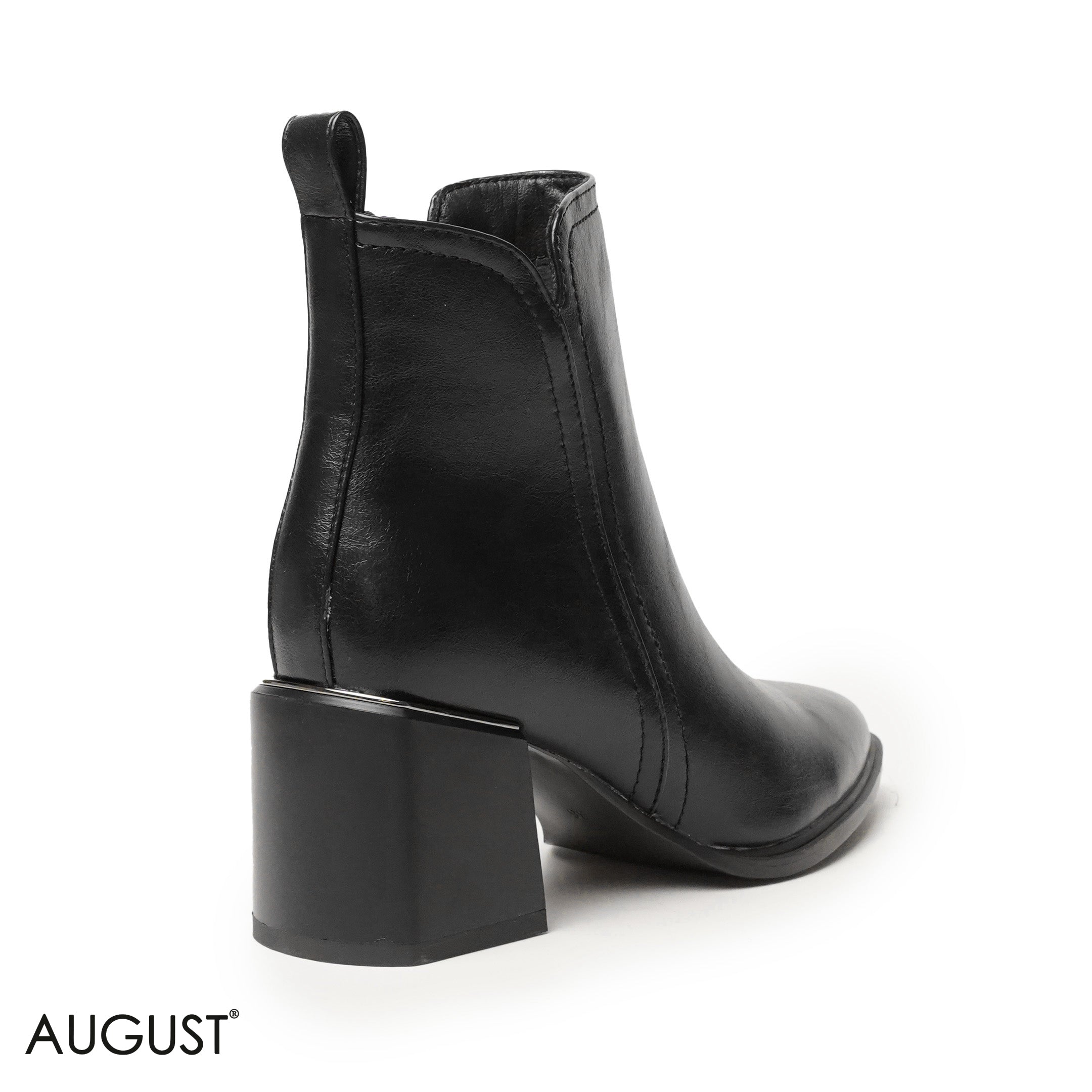 BLACK LEATHER HEELED BOOTS WITH SIDE ZIPPER