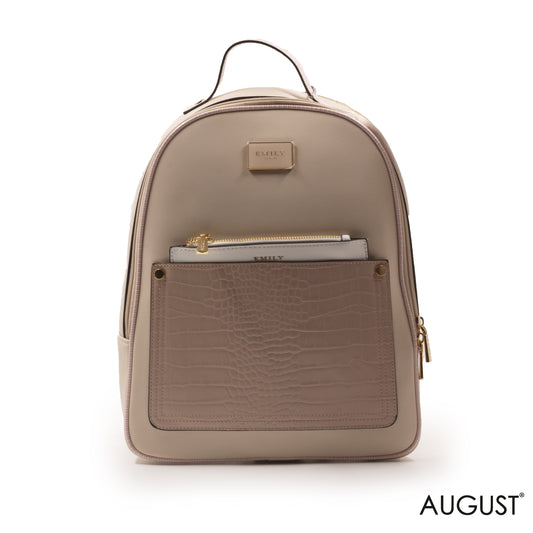 BEIGE CROC SMOOTH LEATHER BACKPACK