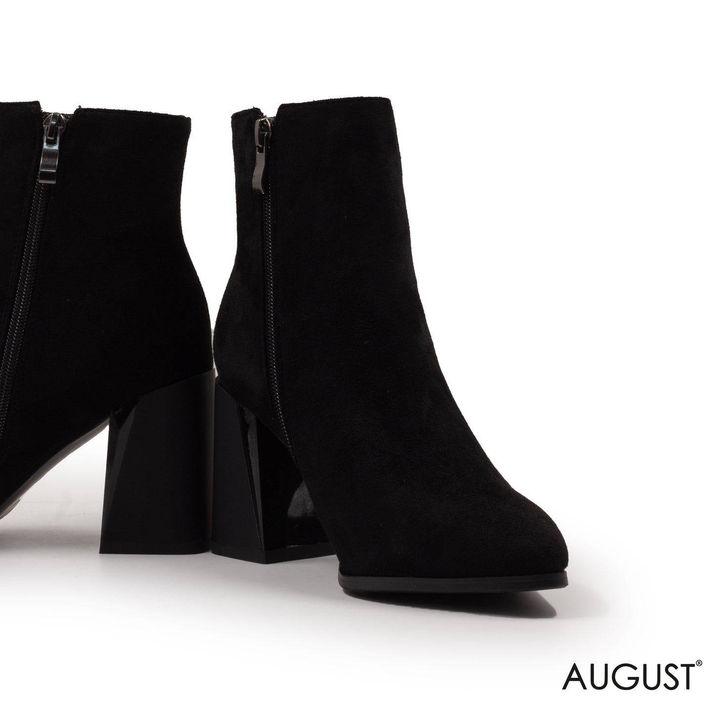 CHAMOIS HIGH-HEEL ANKLE BOOTS