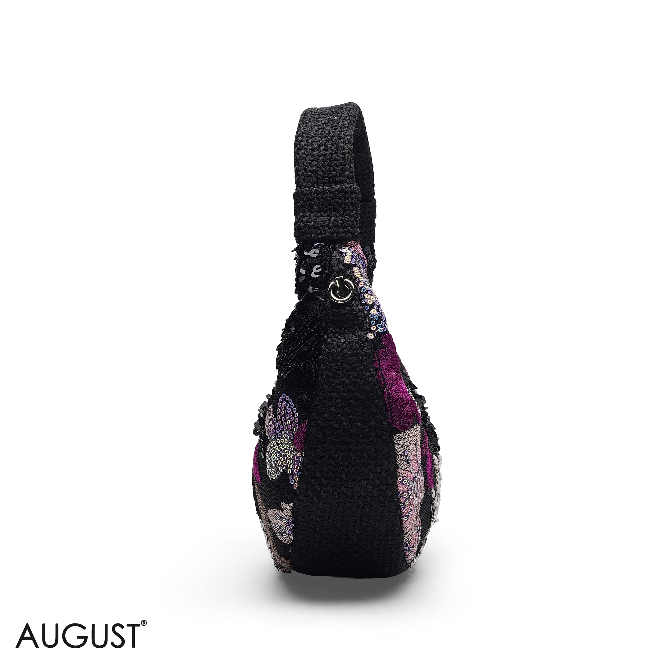 FLORAL SEQUIN HOBO CROSSBODY BAG