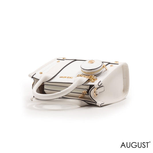 LEATHER HANDBAG WITH SMOOTH CROC DETAILS -SMALL