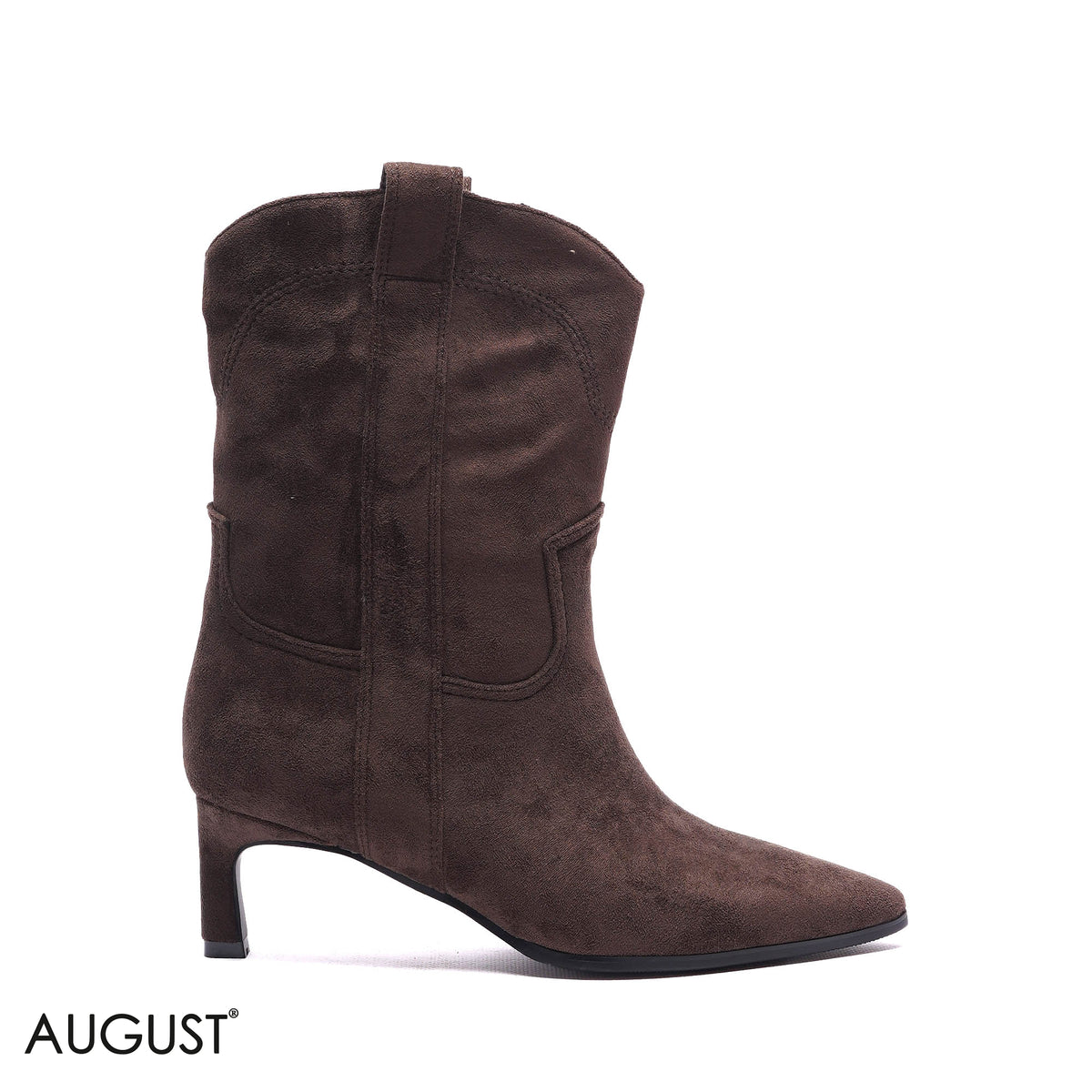 WESTERN-INSPIRED SUEDE KITTEN-HEEL BOOTS