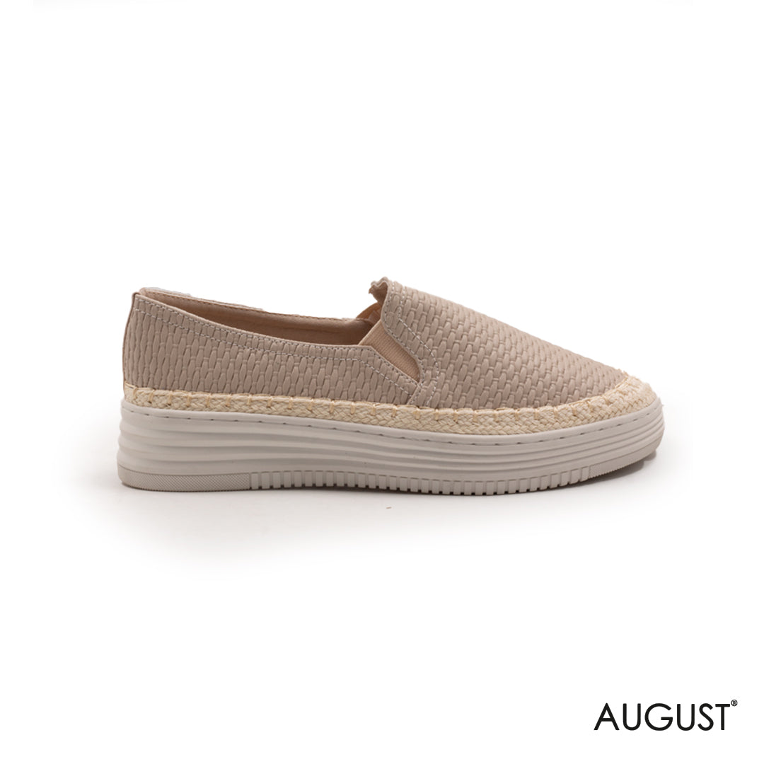 STRAW LEATHER COMFY FLATS