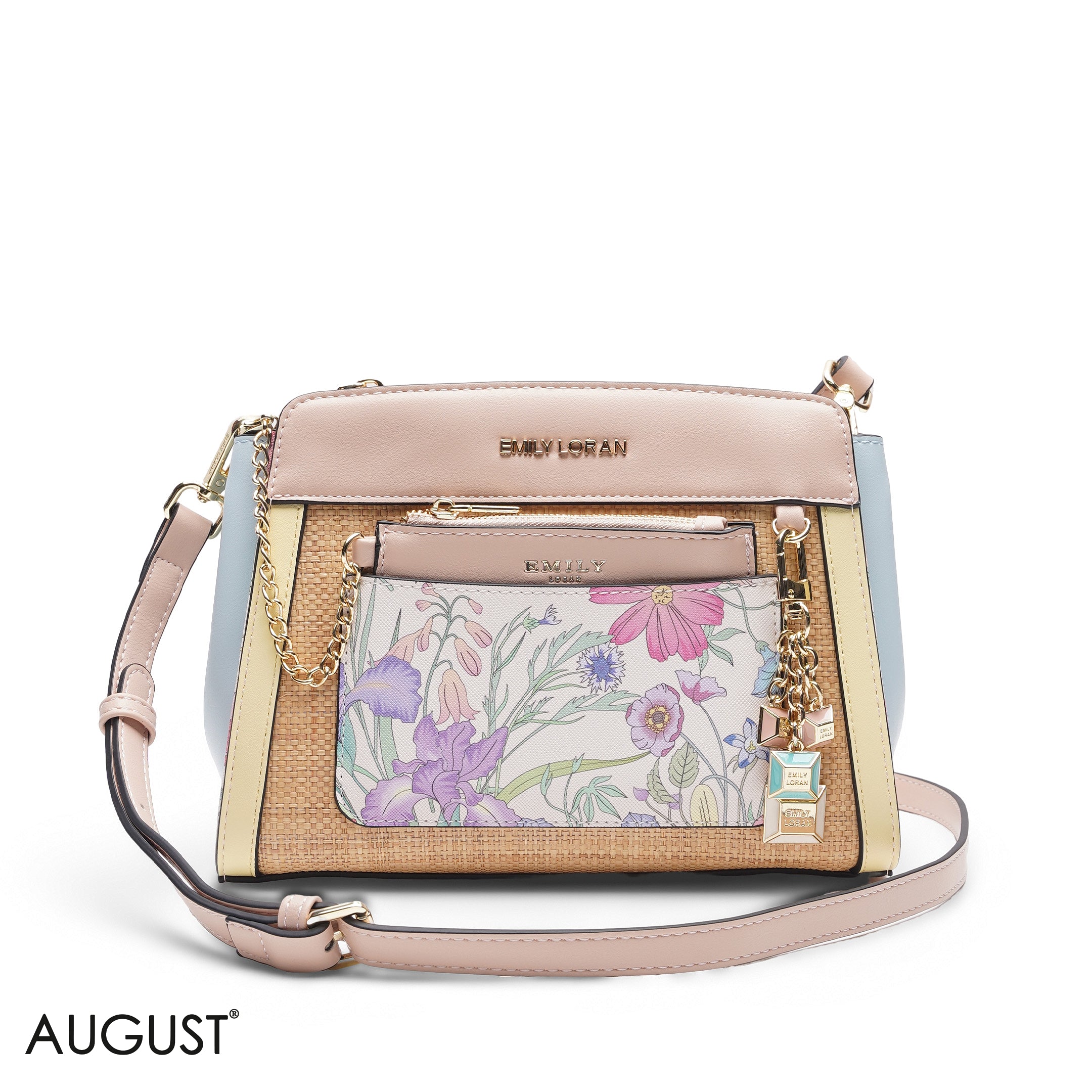 STRAW MULTICOLOR FLORAL BAG - SMALL