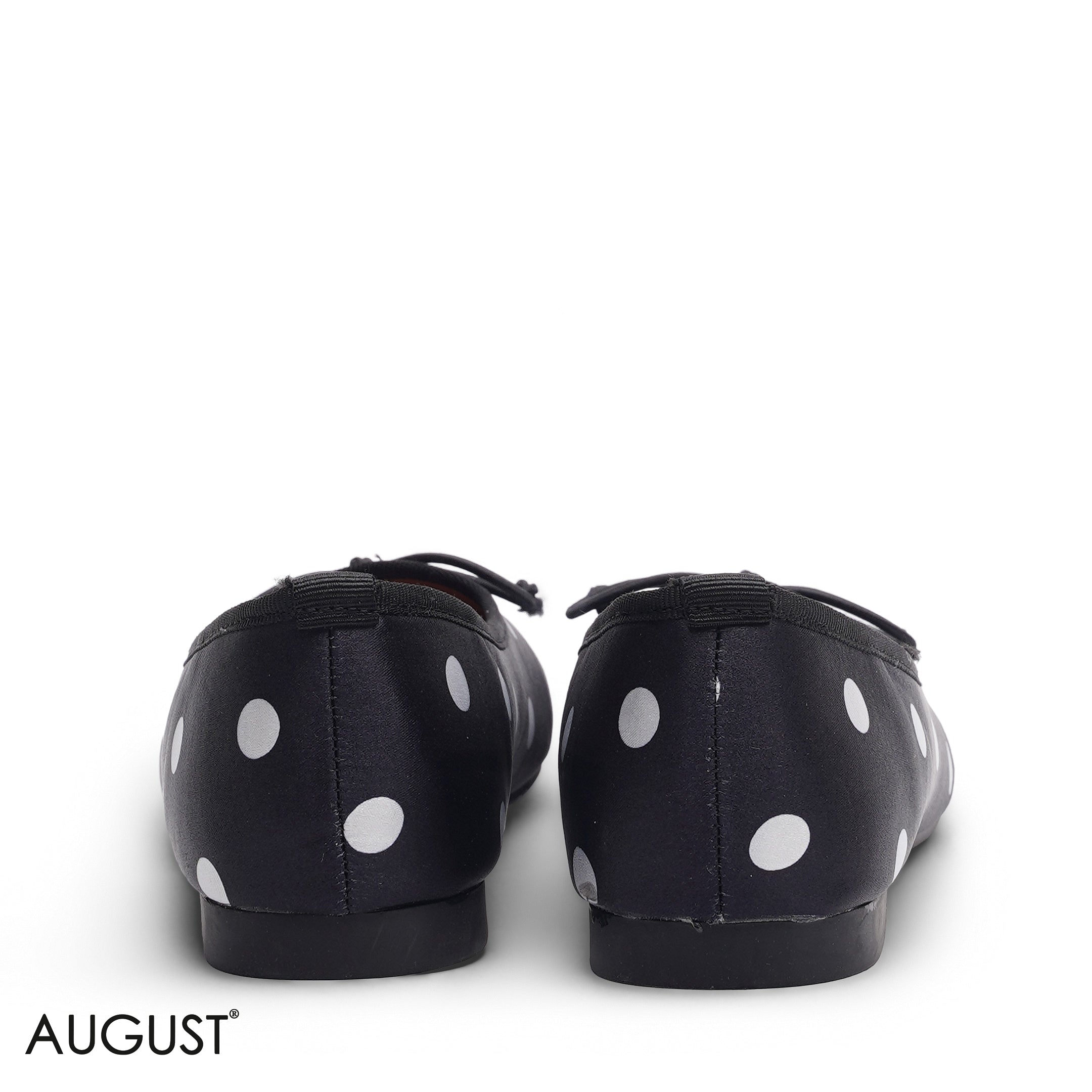 BLACK POLKA DOT FABRIC BALLET FLATS