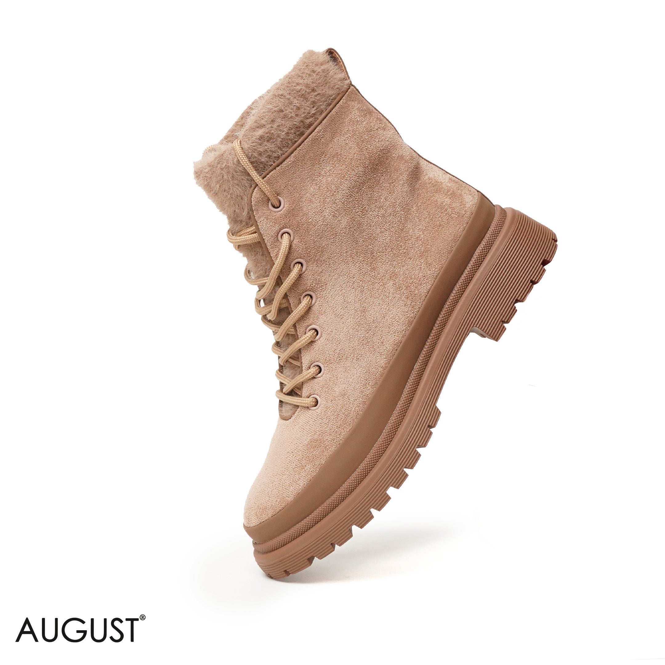 BEIGE CHAMOIS LEATHER ANKLE BOOTS WITH BOND