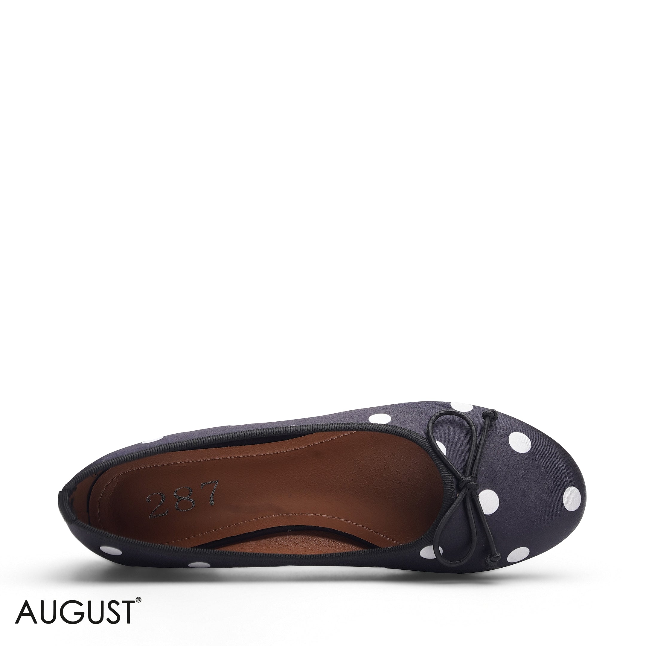BLACK POLKA DOT FABRIC BALLET FLATS