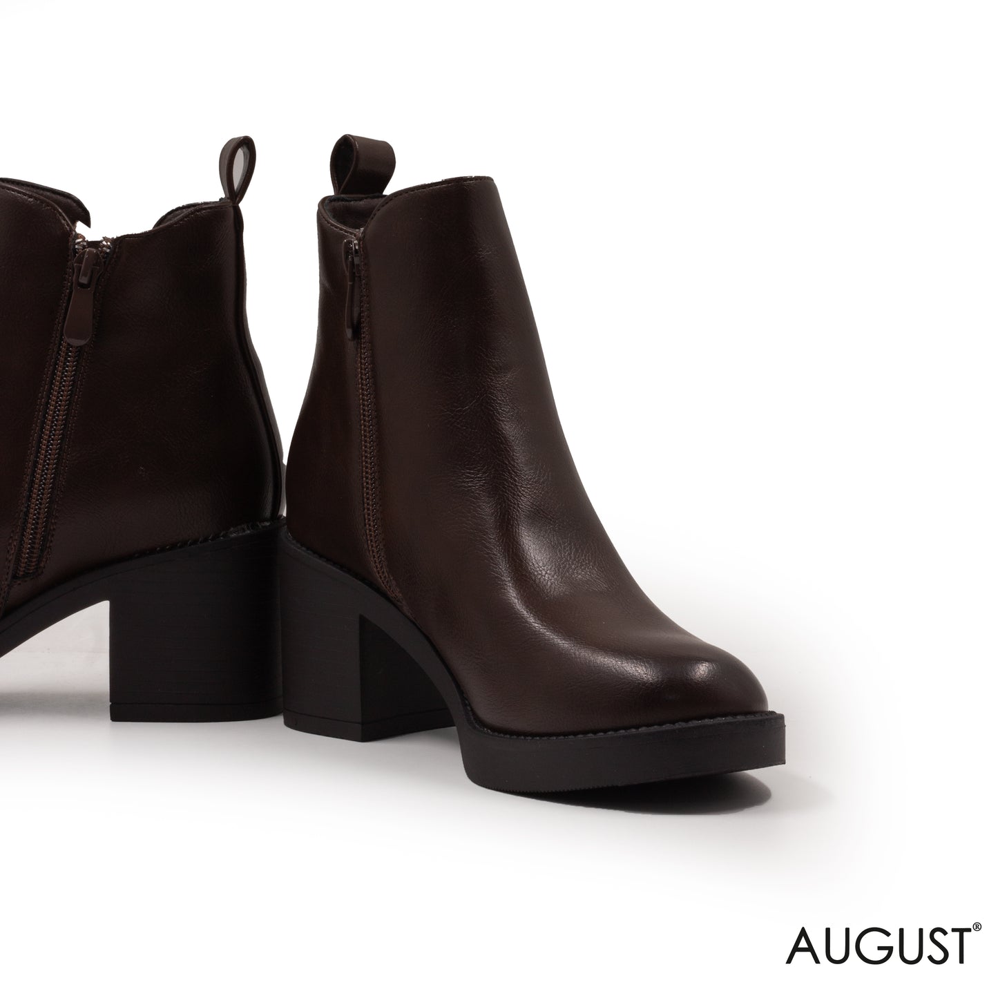 LEATHER ANKLE BOOTS WITH ROUND TOE