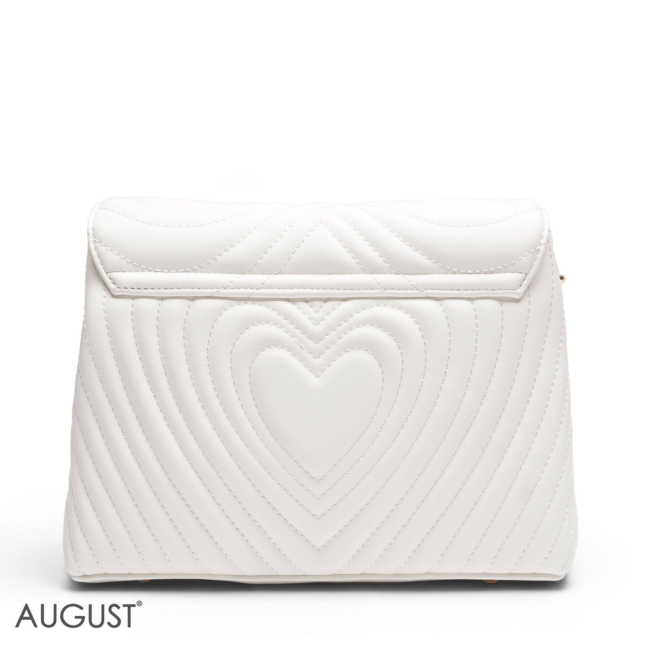 WHITE EMILY EMBOSSED LOGO TRAPEZE BAG  - MED