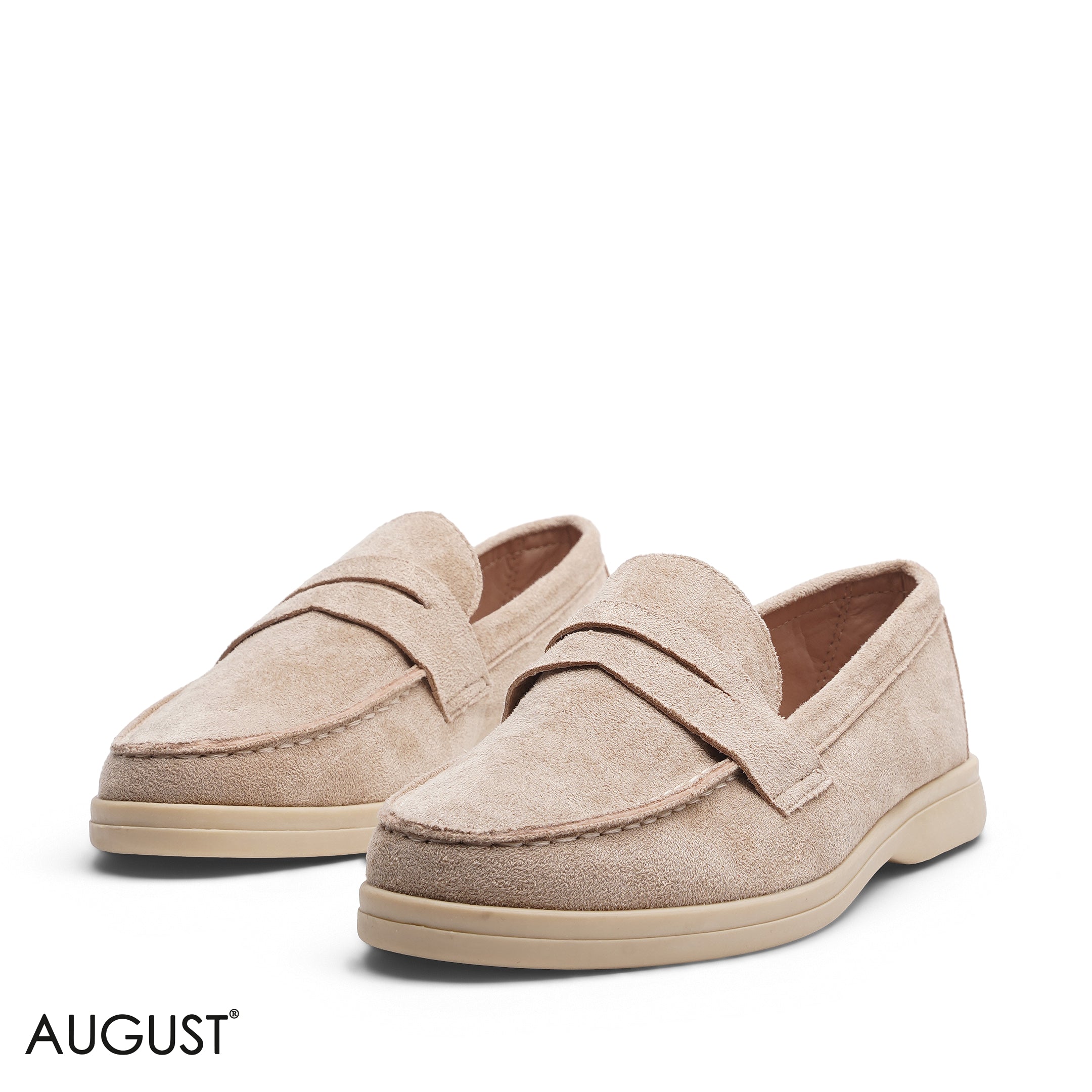 BEIGE SUEDE LEATHER PENNY LOAFERS