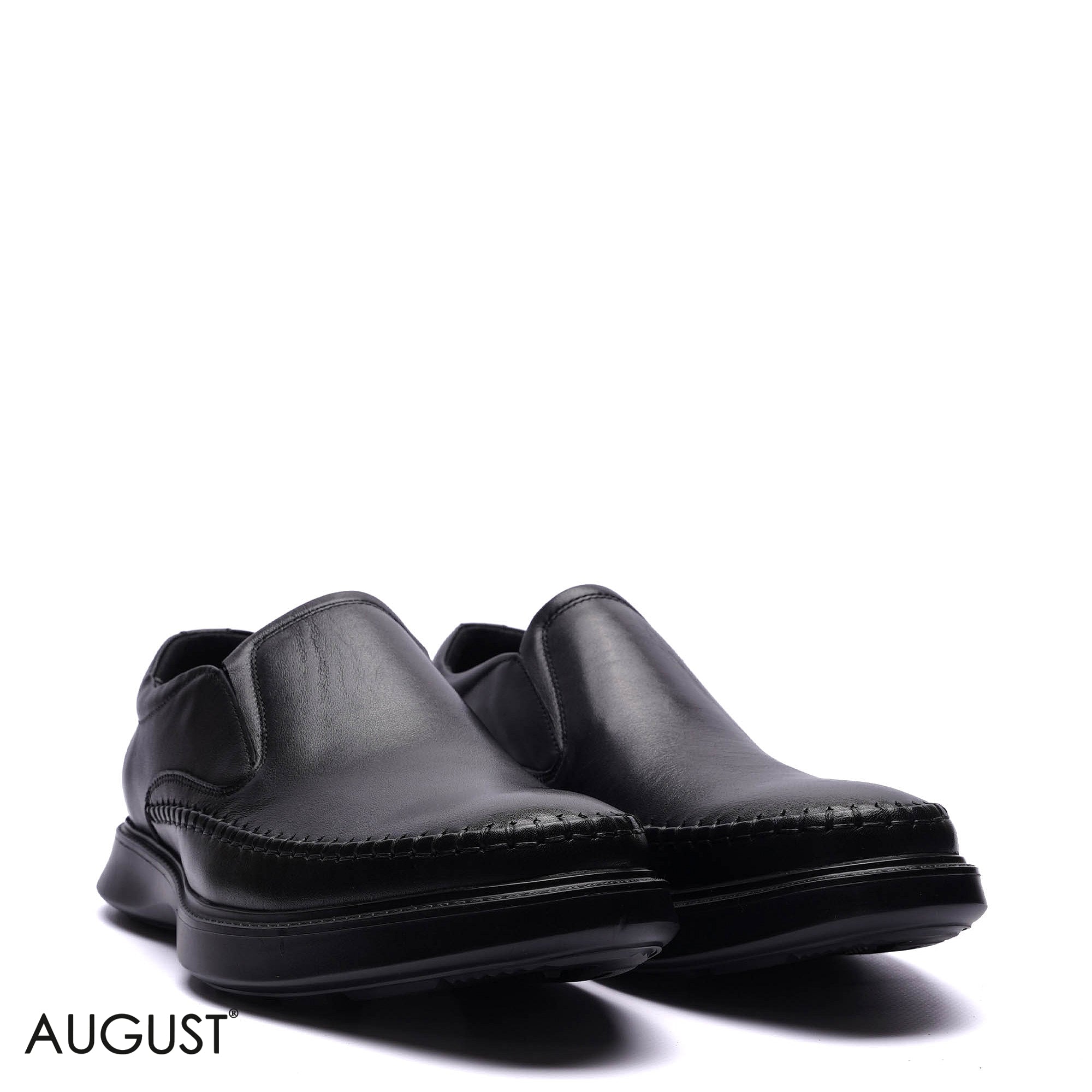 Premium Leather Moc-Toe Comfort Slip-Ons