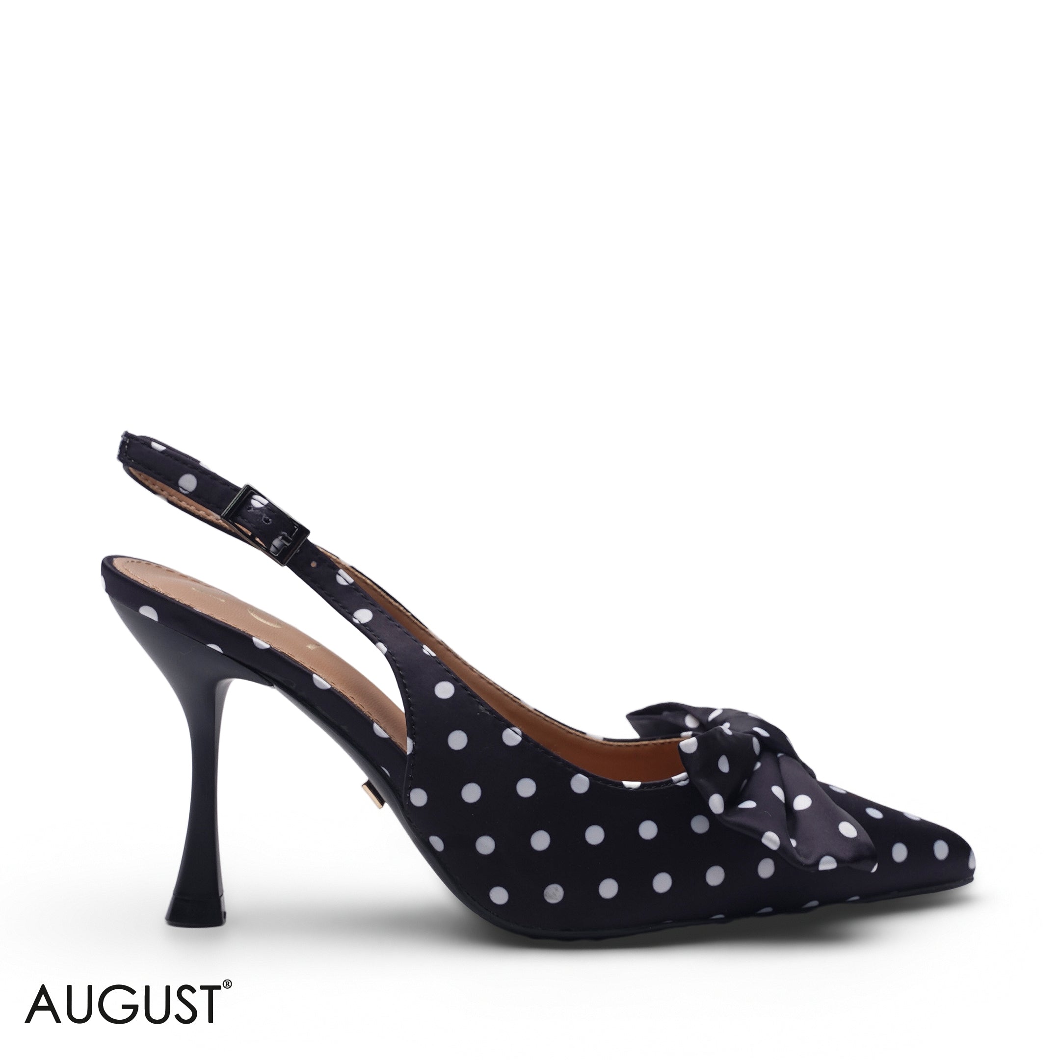 BLACK & WHITE POLKA DOT BOW SLINGBACK