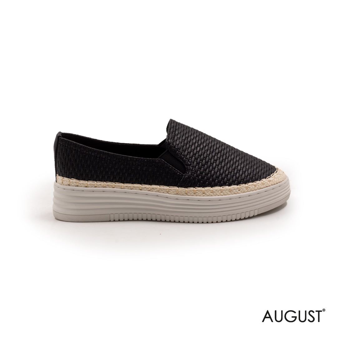 STRAW LEATHER COMFY FLATS