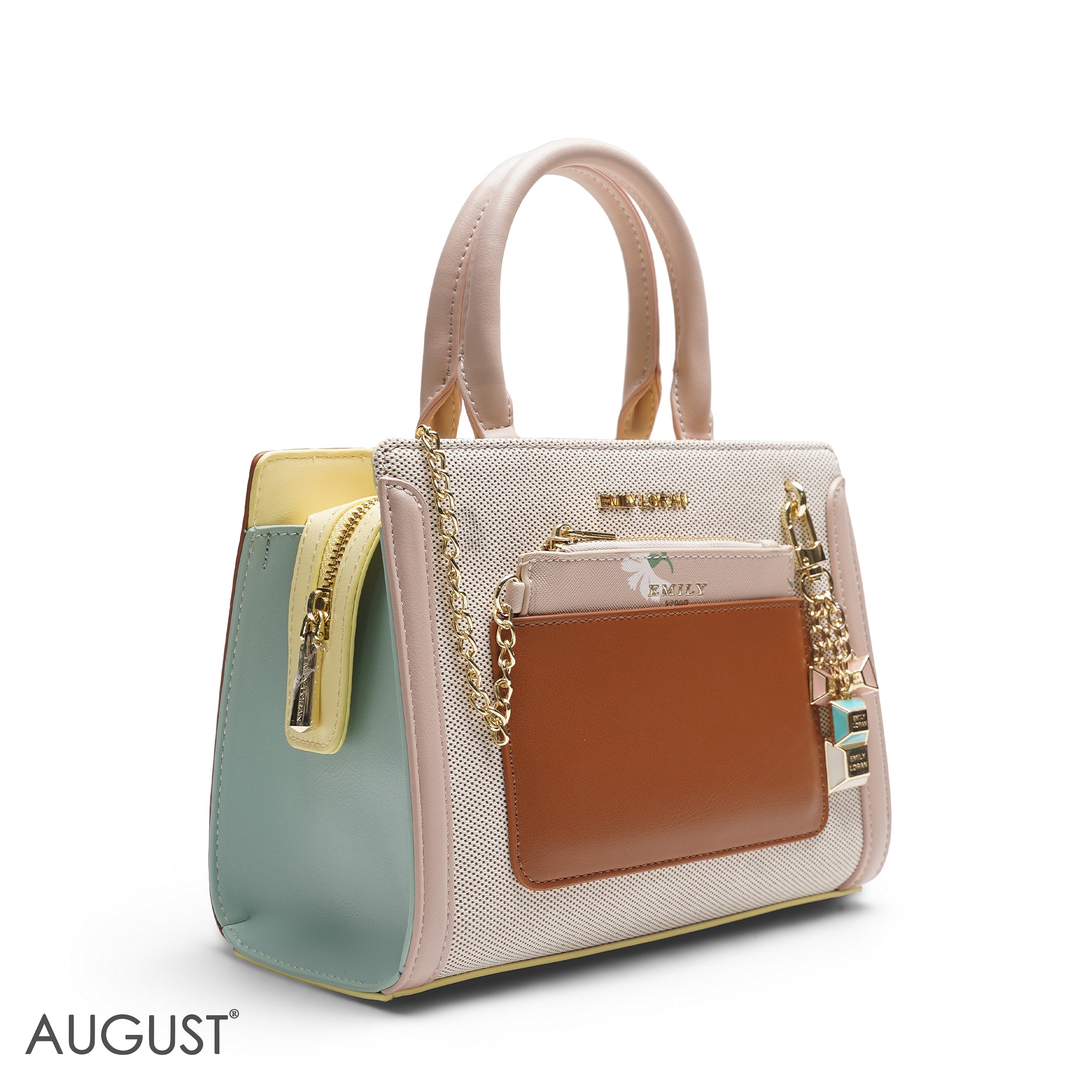 EMILY MULTI-COLOUR BAG WITH FLORAL POUCH - MED