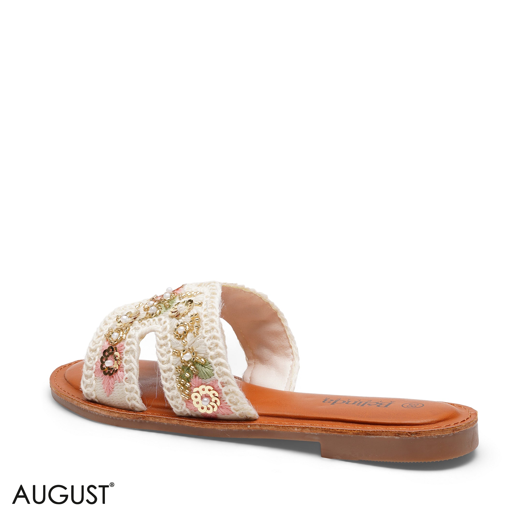 EMBROIDERED MACRAME CASUAL FLAT SLIDERS